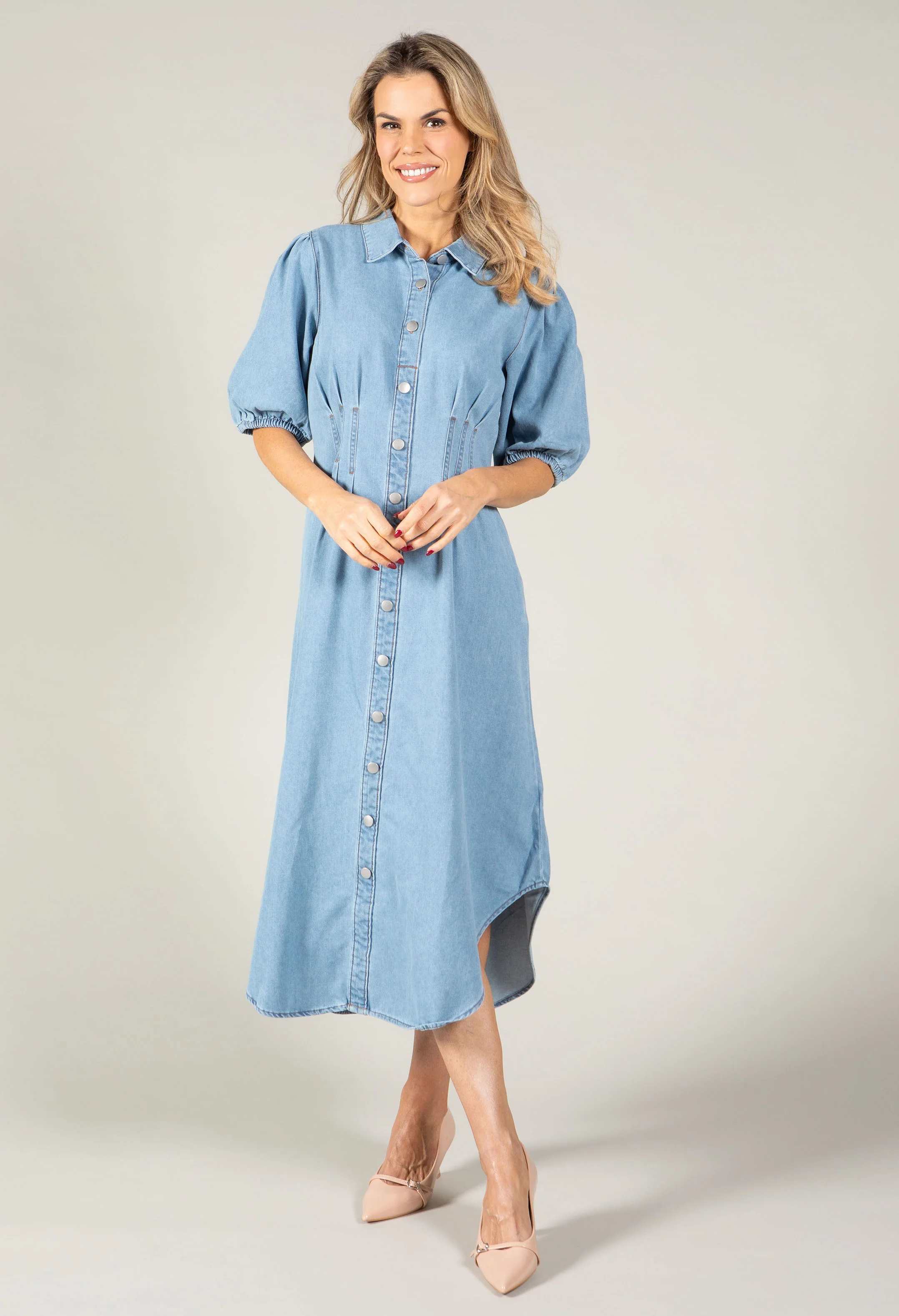 Denim Midi Dress - Image 3