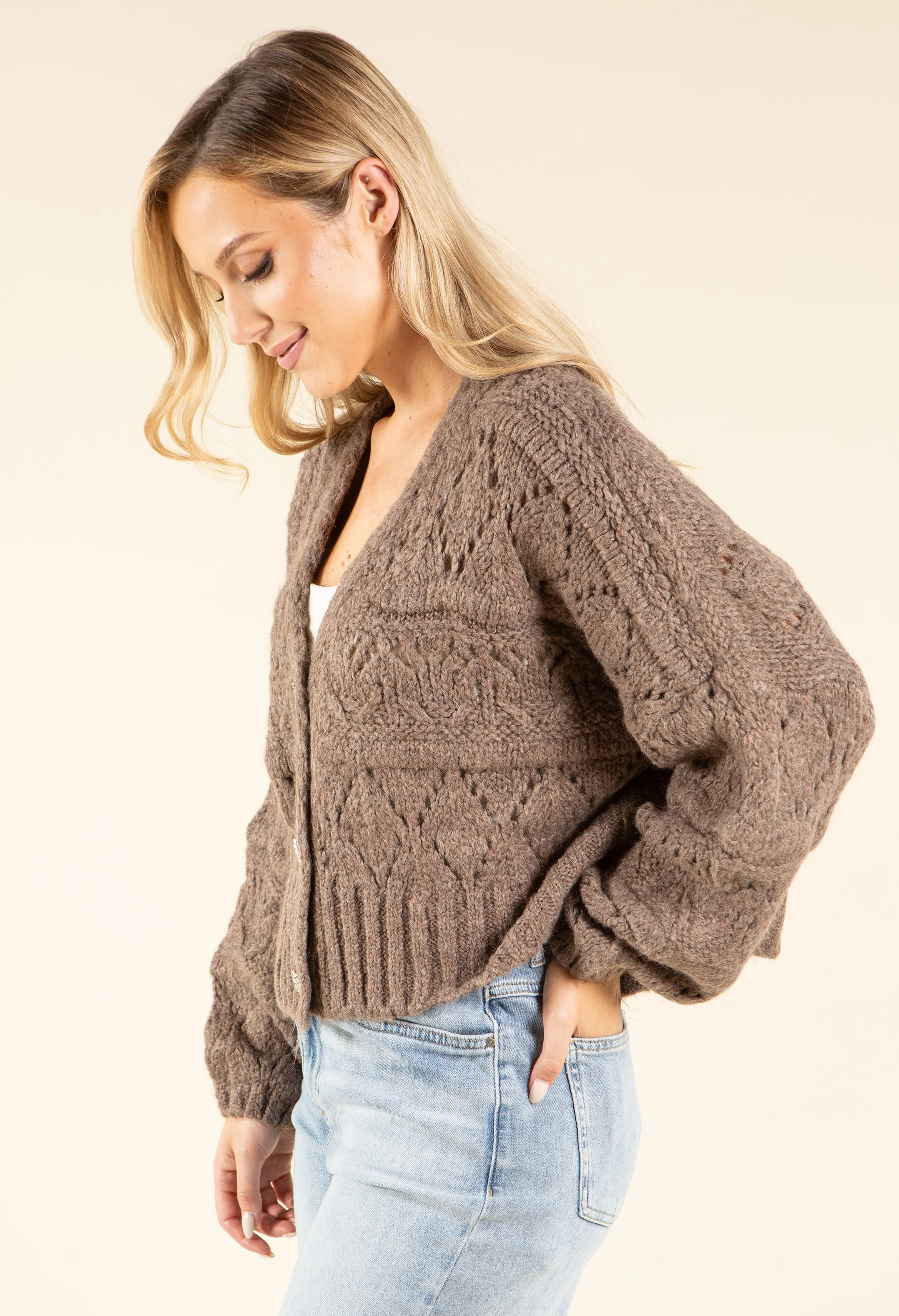 Diamante Buttoned Cardigan - Image 5