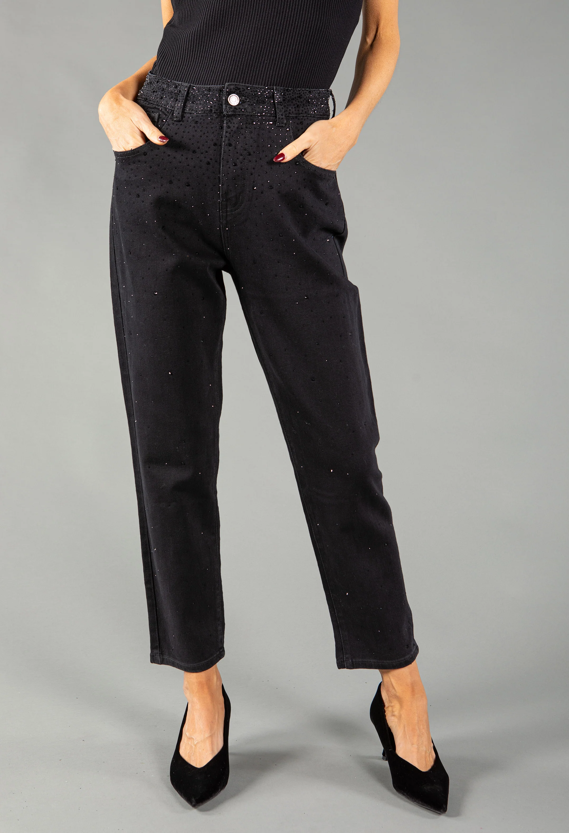 Diamante Detail Tapered Leg Jean - Image 3