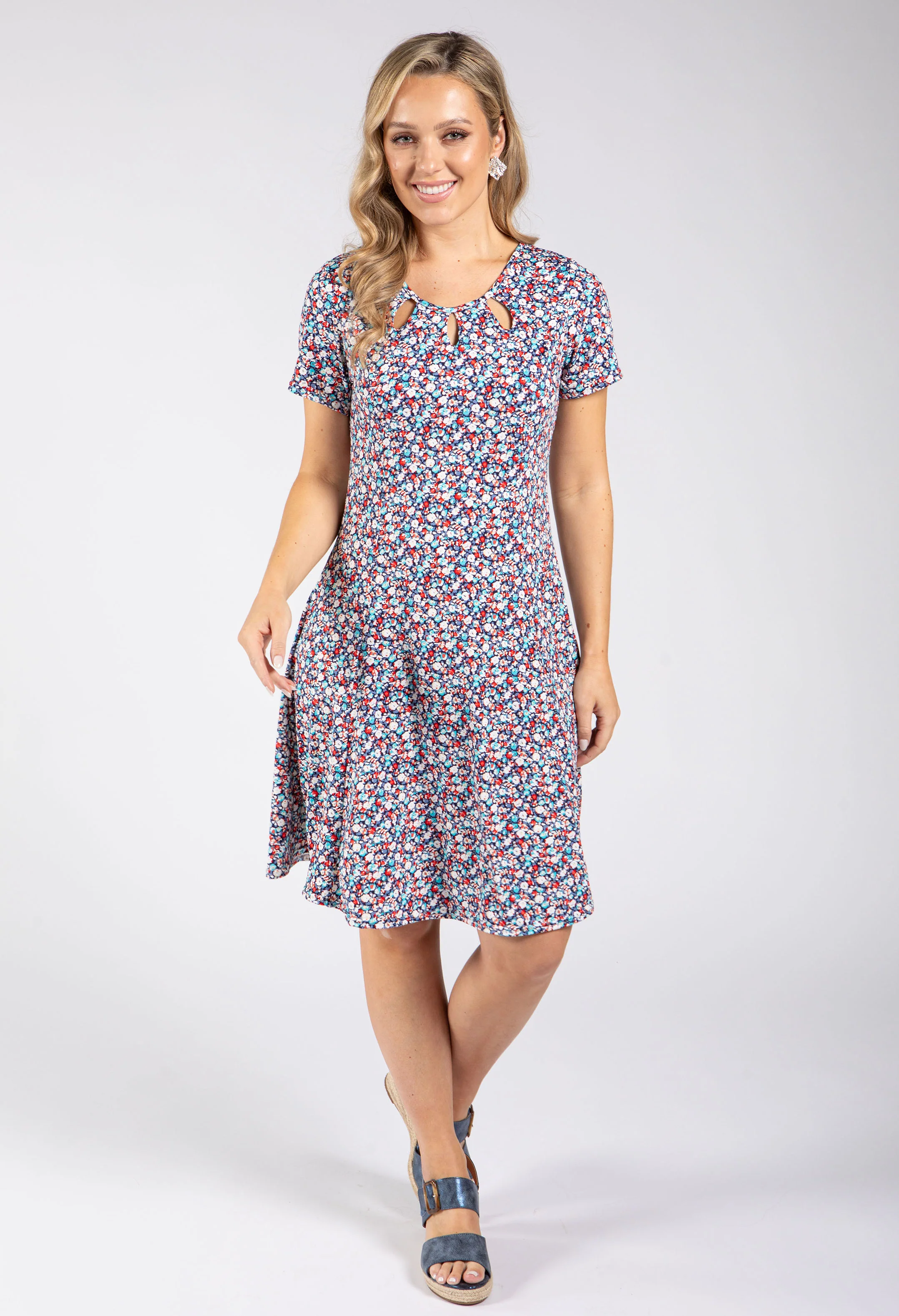 Ditsy Print Short Dress - Image 2