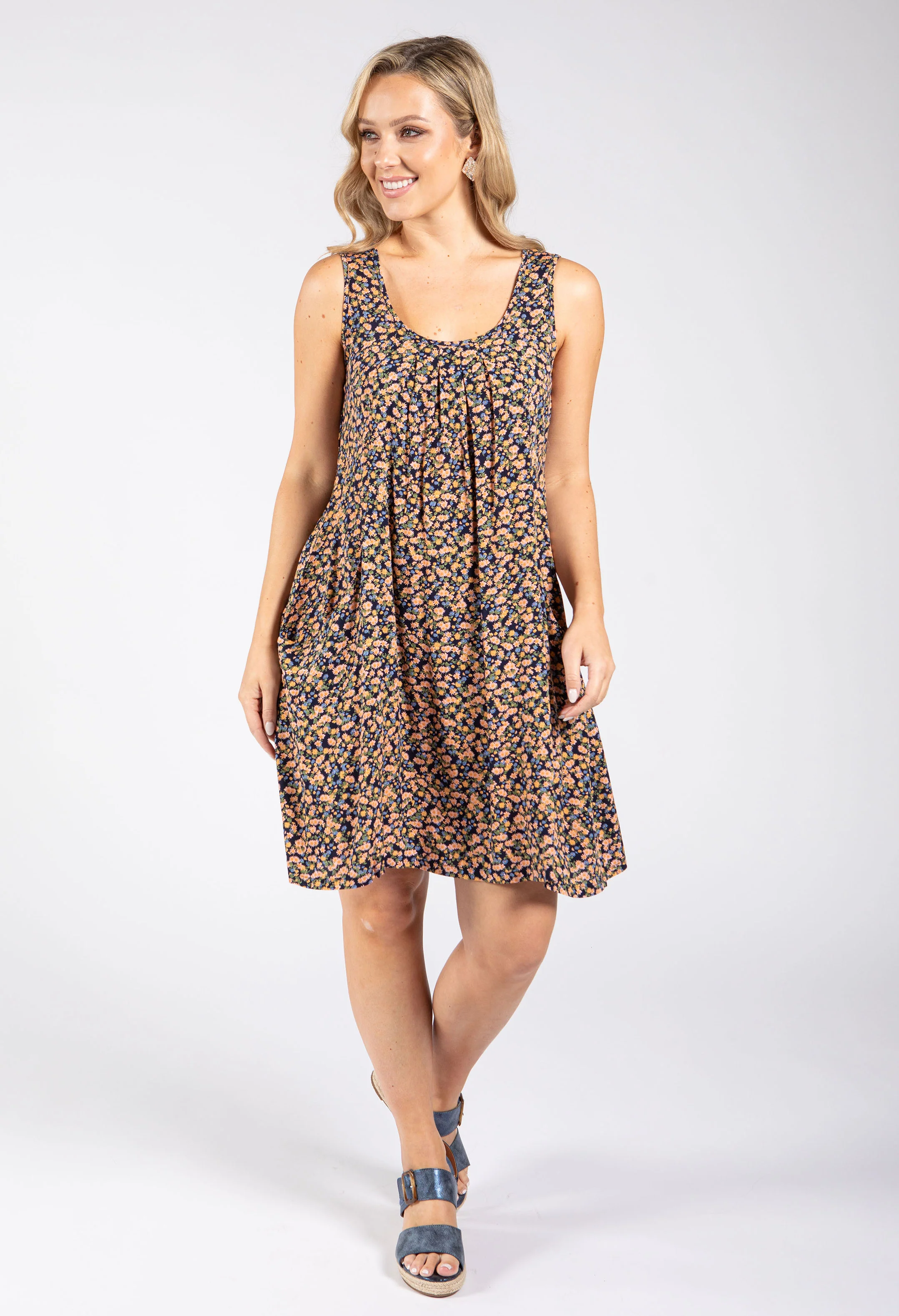 Ditsy Print Sleeveless Dress - Image 2