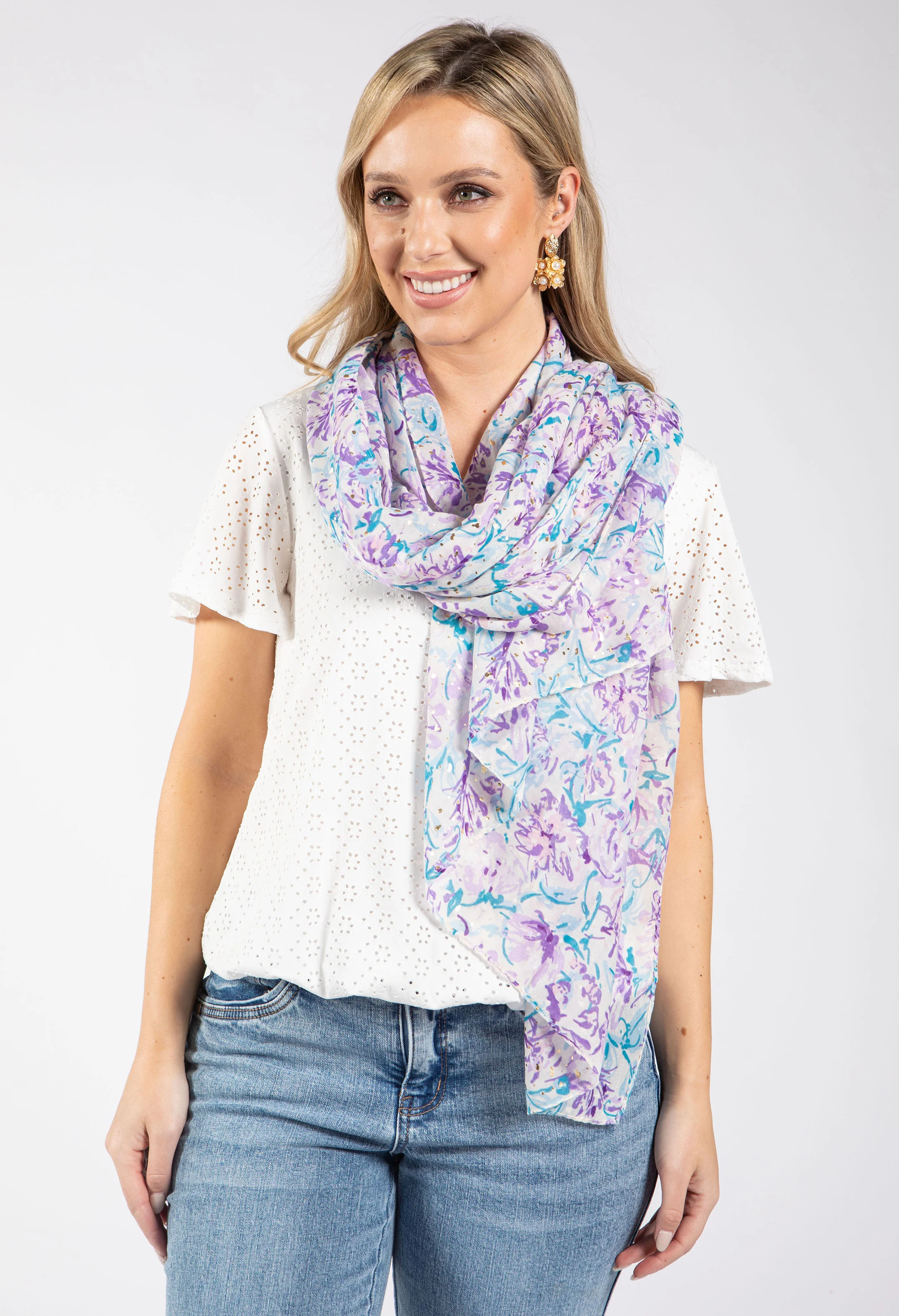Ditzy Blossom Print Scarf - Image 2