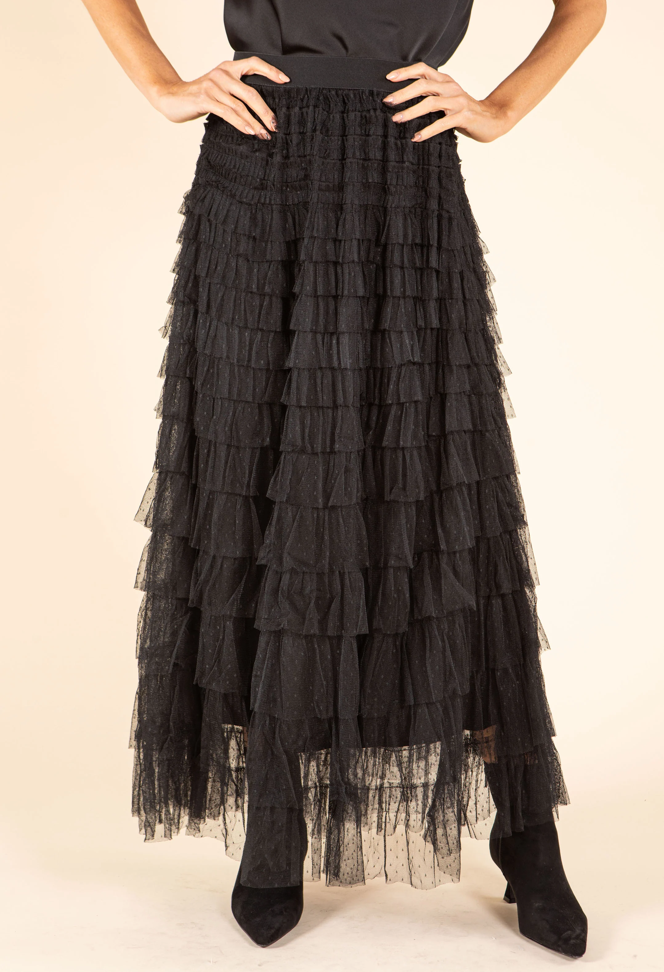 Dotted Layered Look Tulle Skirt - Image 3