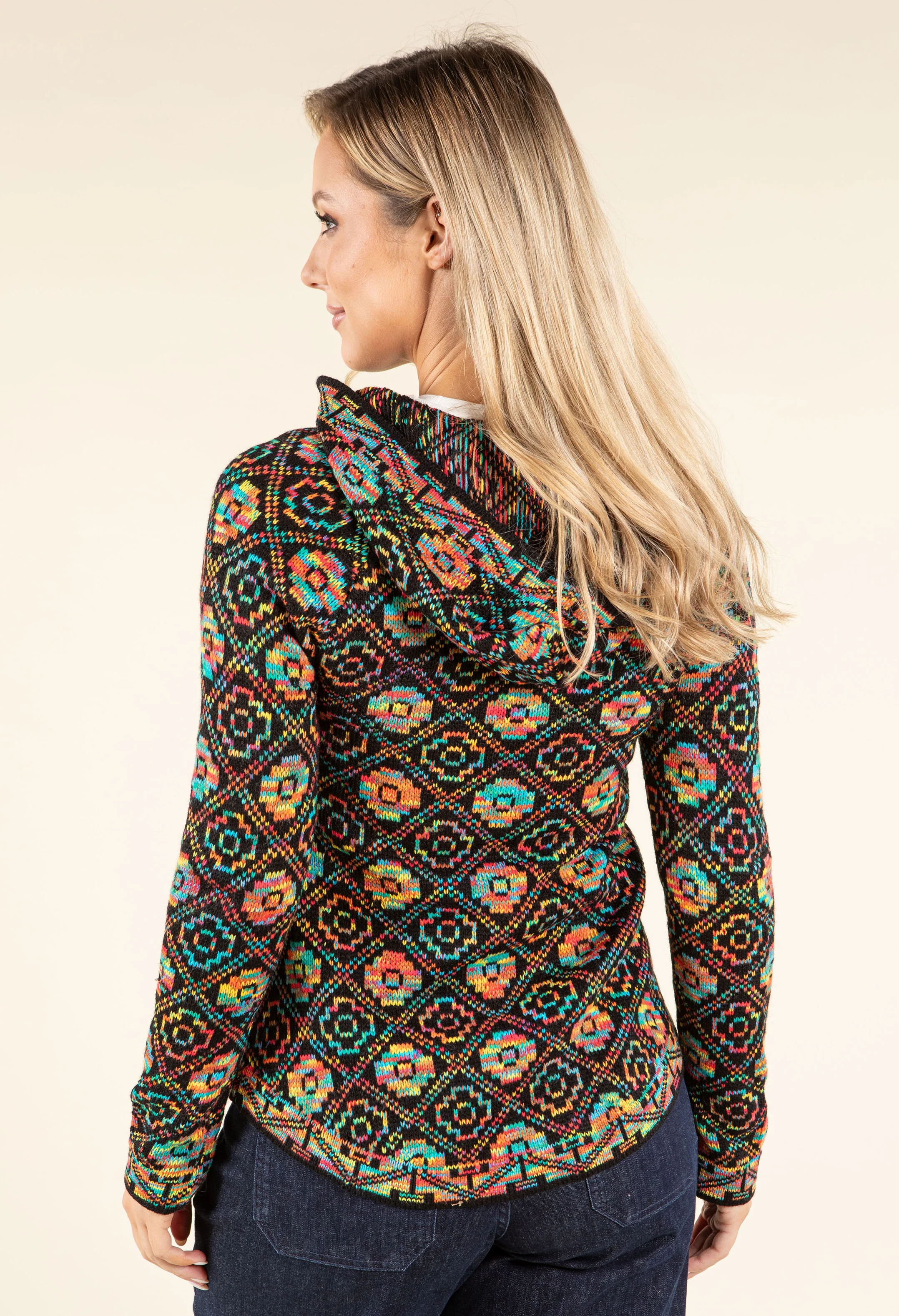 Ethnic Design Hooded Knit Cardigan - Image 5