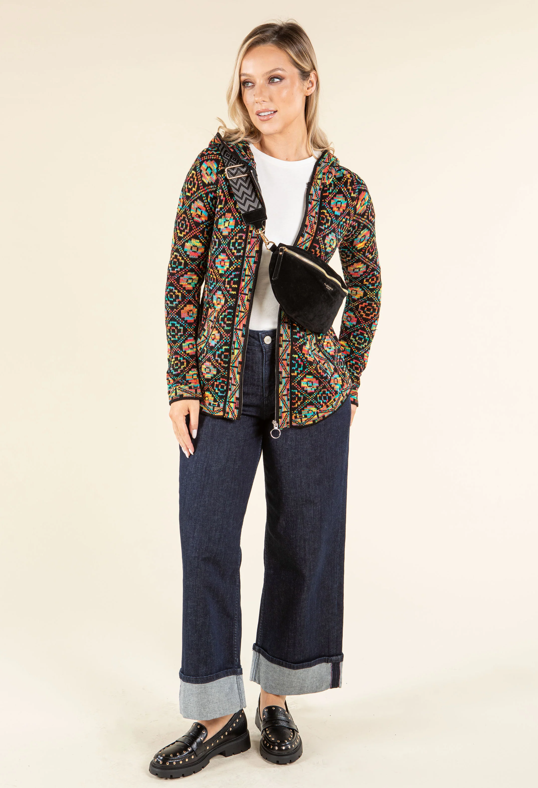 Ethnic Design Hooded Knit Cardigan - Image 6