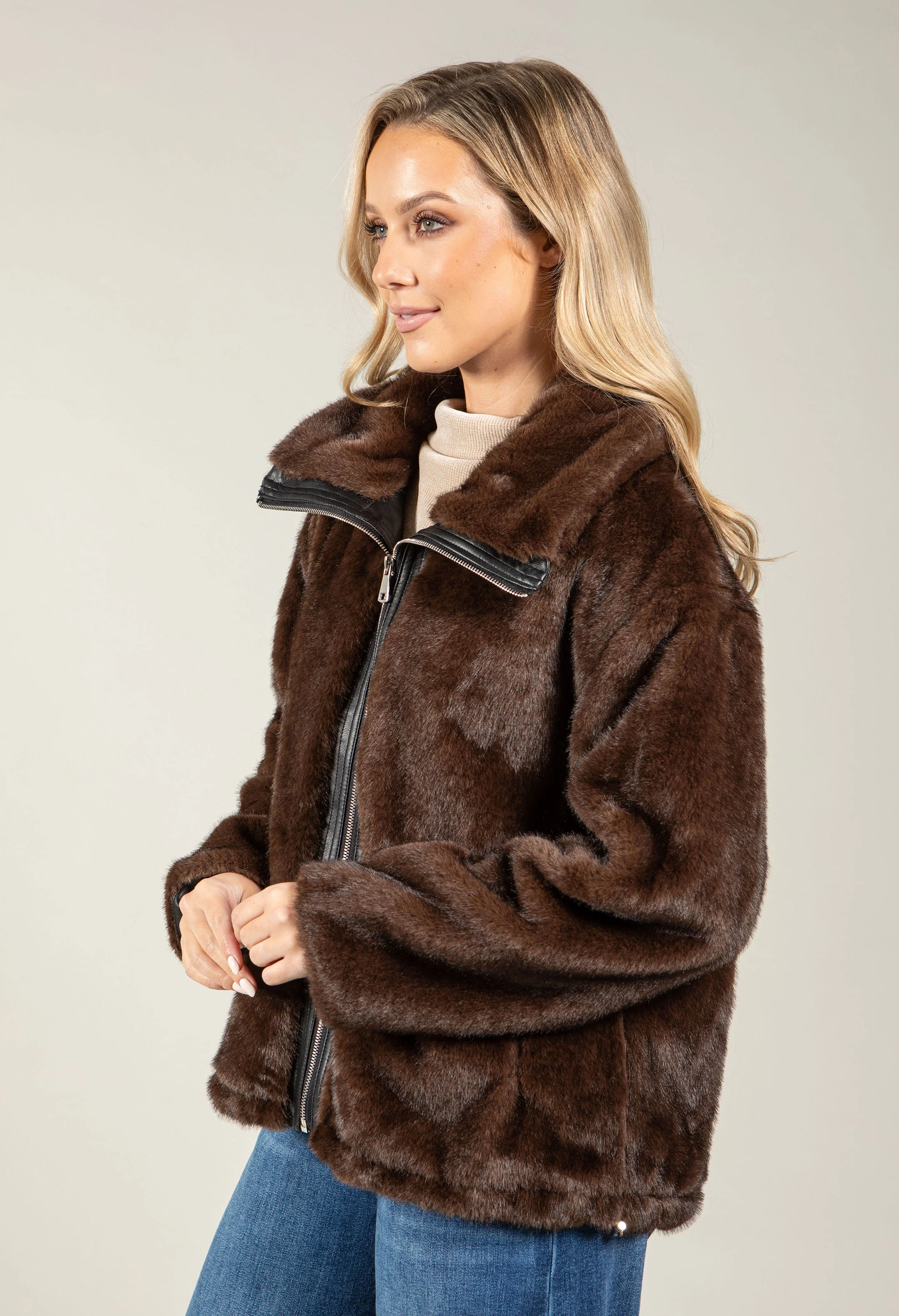 Faux Fur Zip-Up Jacket - Image 5