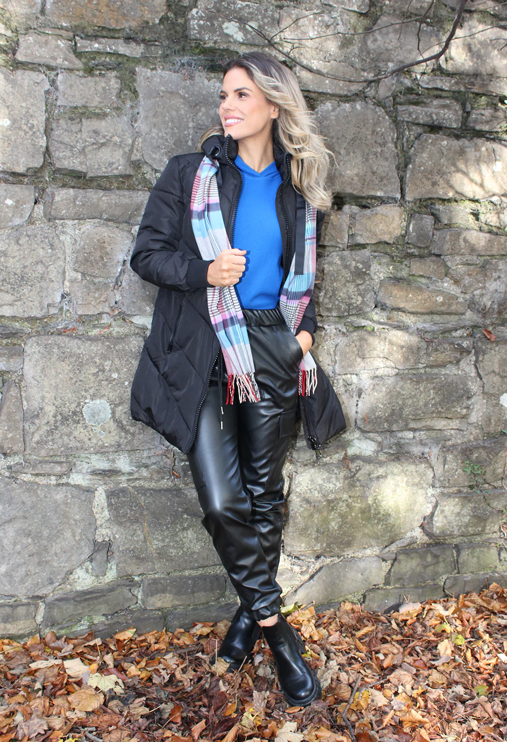Faux Leather Cargo Style Trousers - Image 12