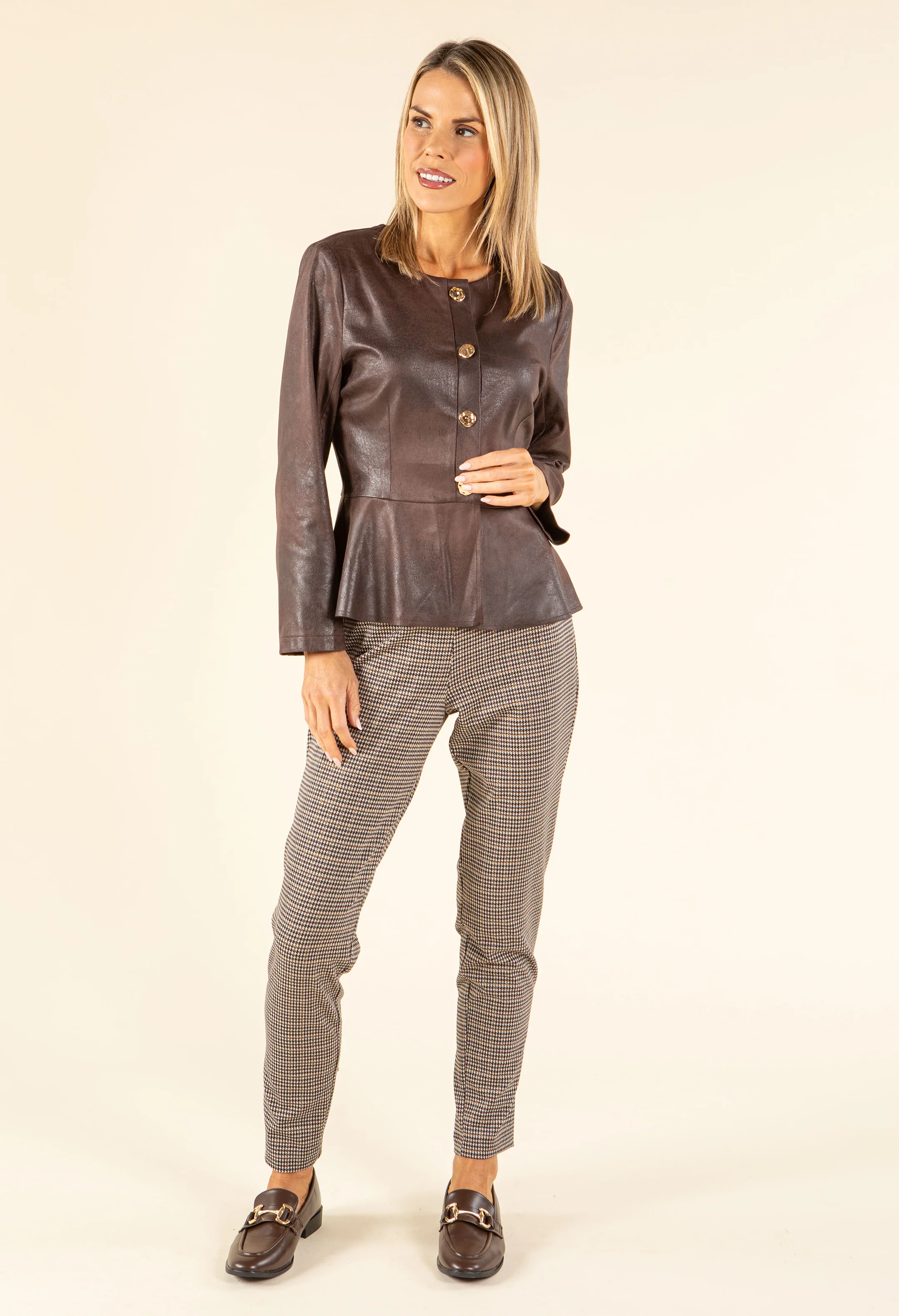 Vintage Leather Peplum Jacket - Image 6