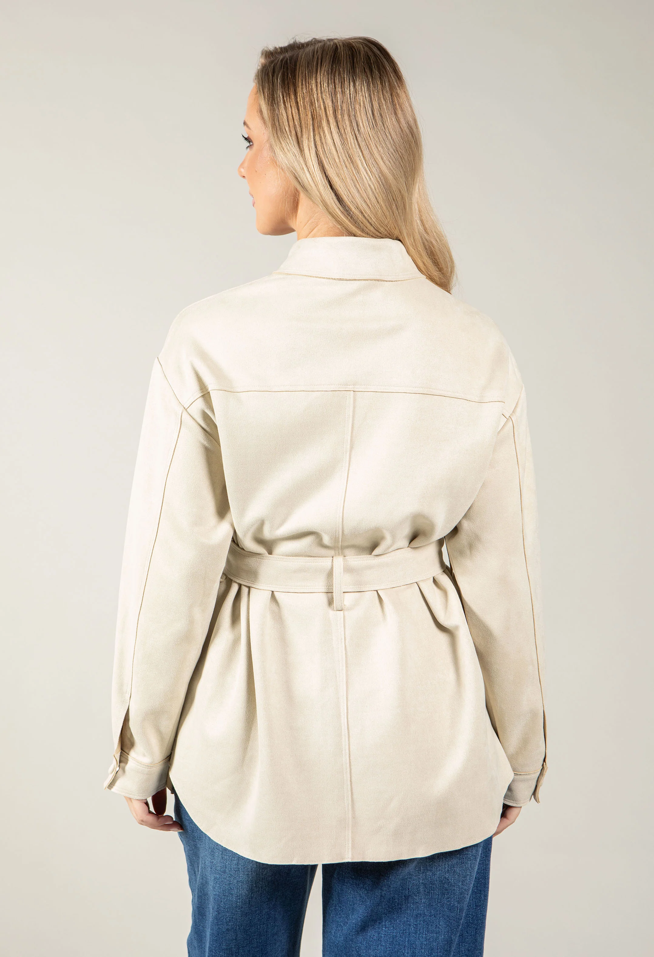 Faux Suede Belted Jacket - Image 5
