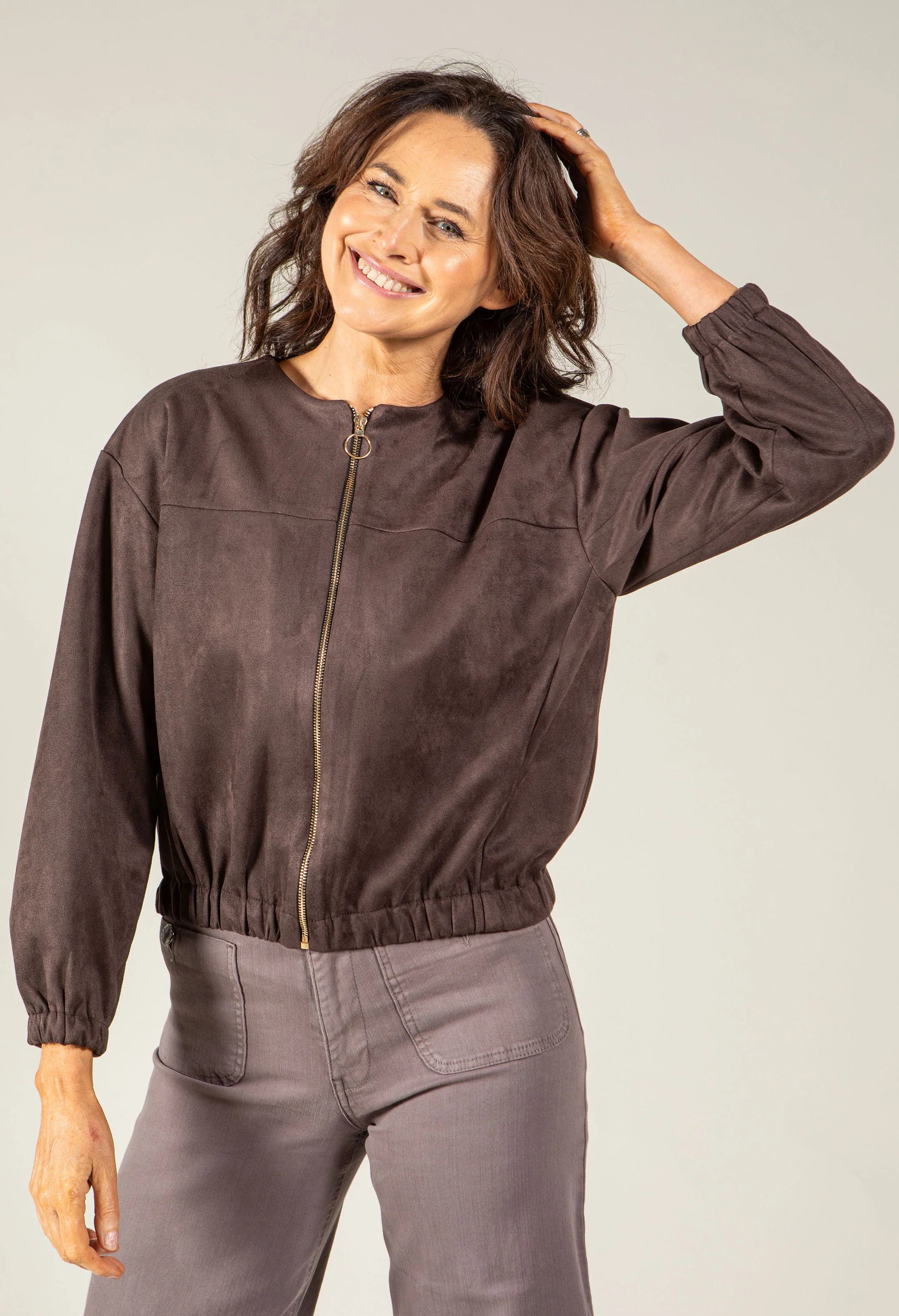 Faux Suede Bomber Jacket - Image 3