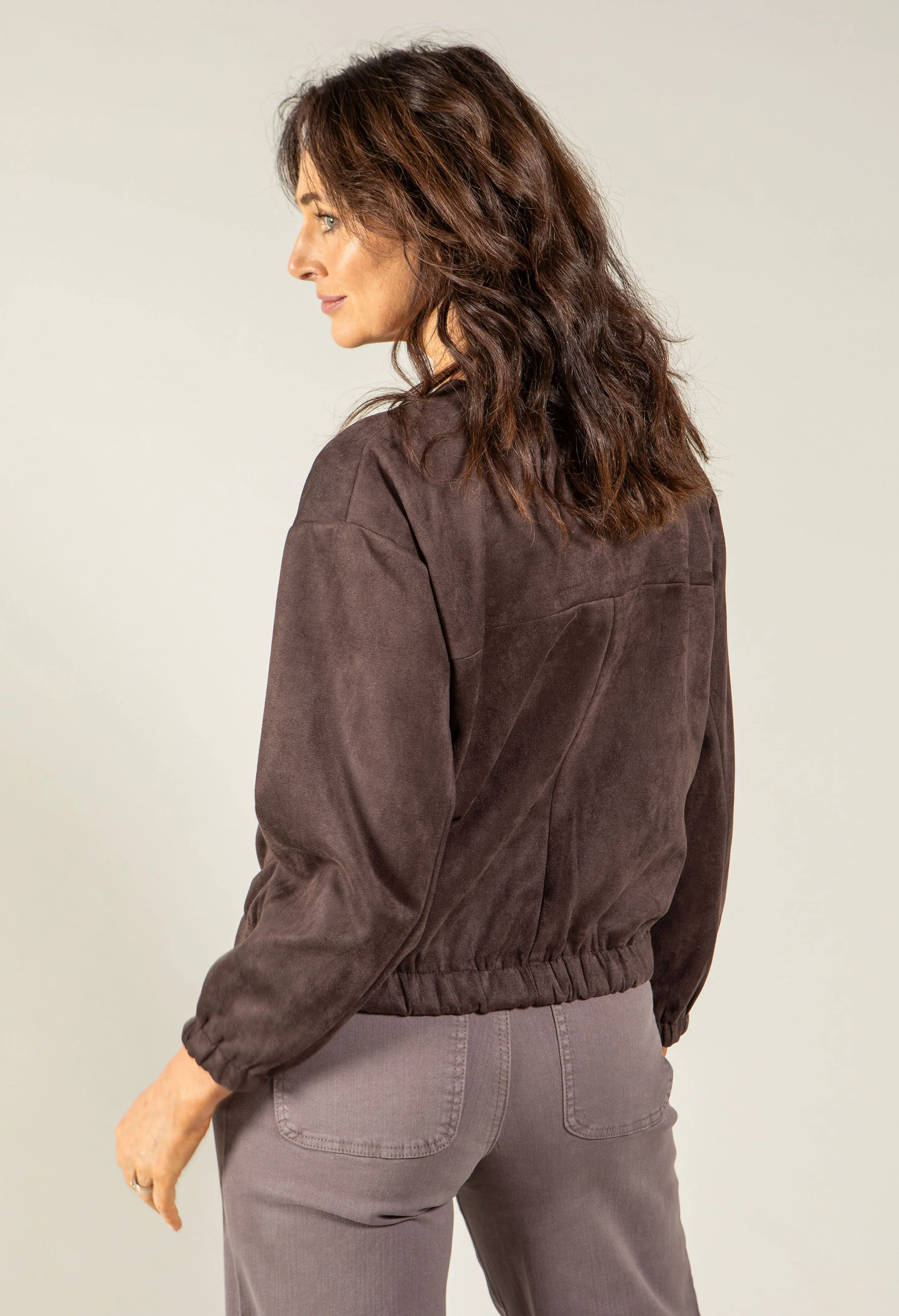 Faux Suede Bomber Jacket - Image 4