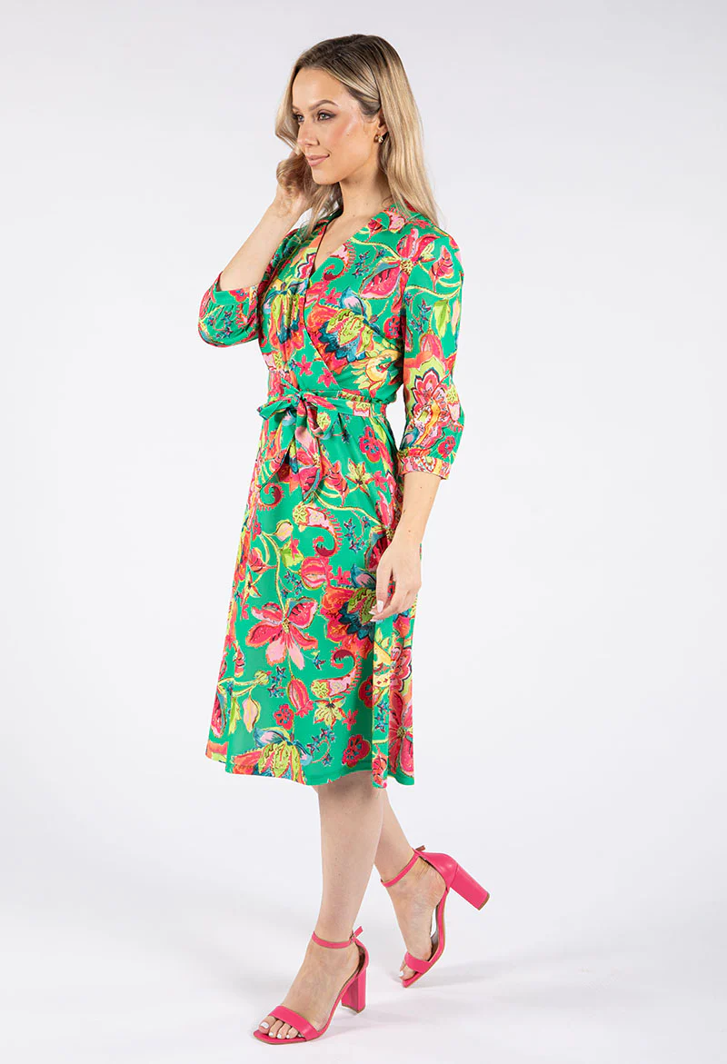 Faux Wrap Floral Paisley Print Dress - Image 2
