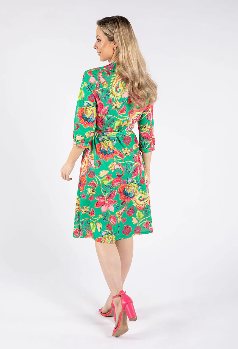 Faux Wrap Floral Paisley Print Dress - Image 4
