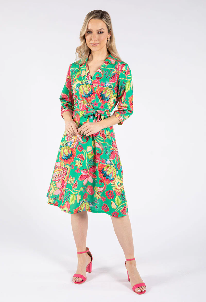 Faux Wrap Floral Paisley Print Dress - Image 5