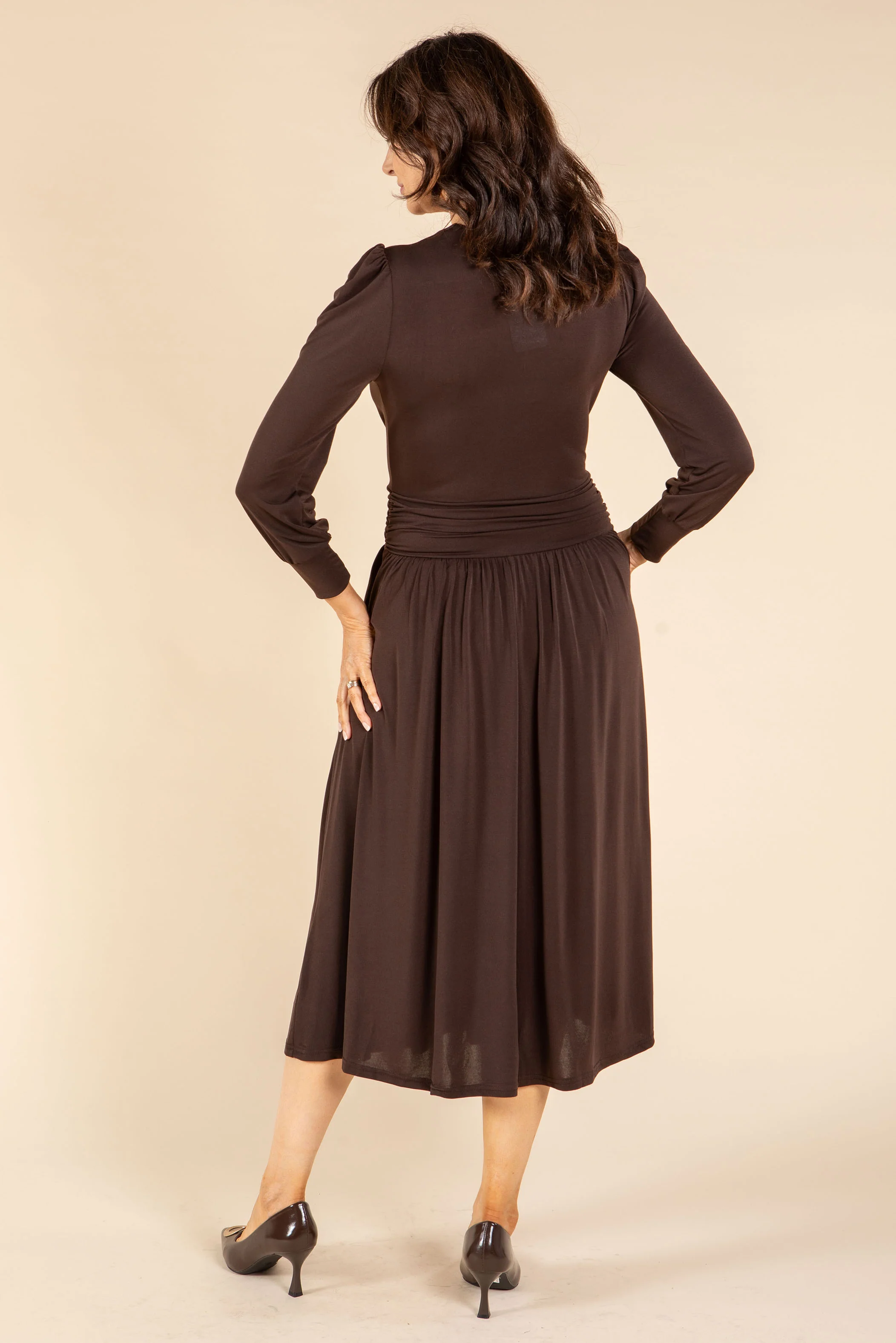 Faux-Wrap Midi Dress - Image 9