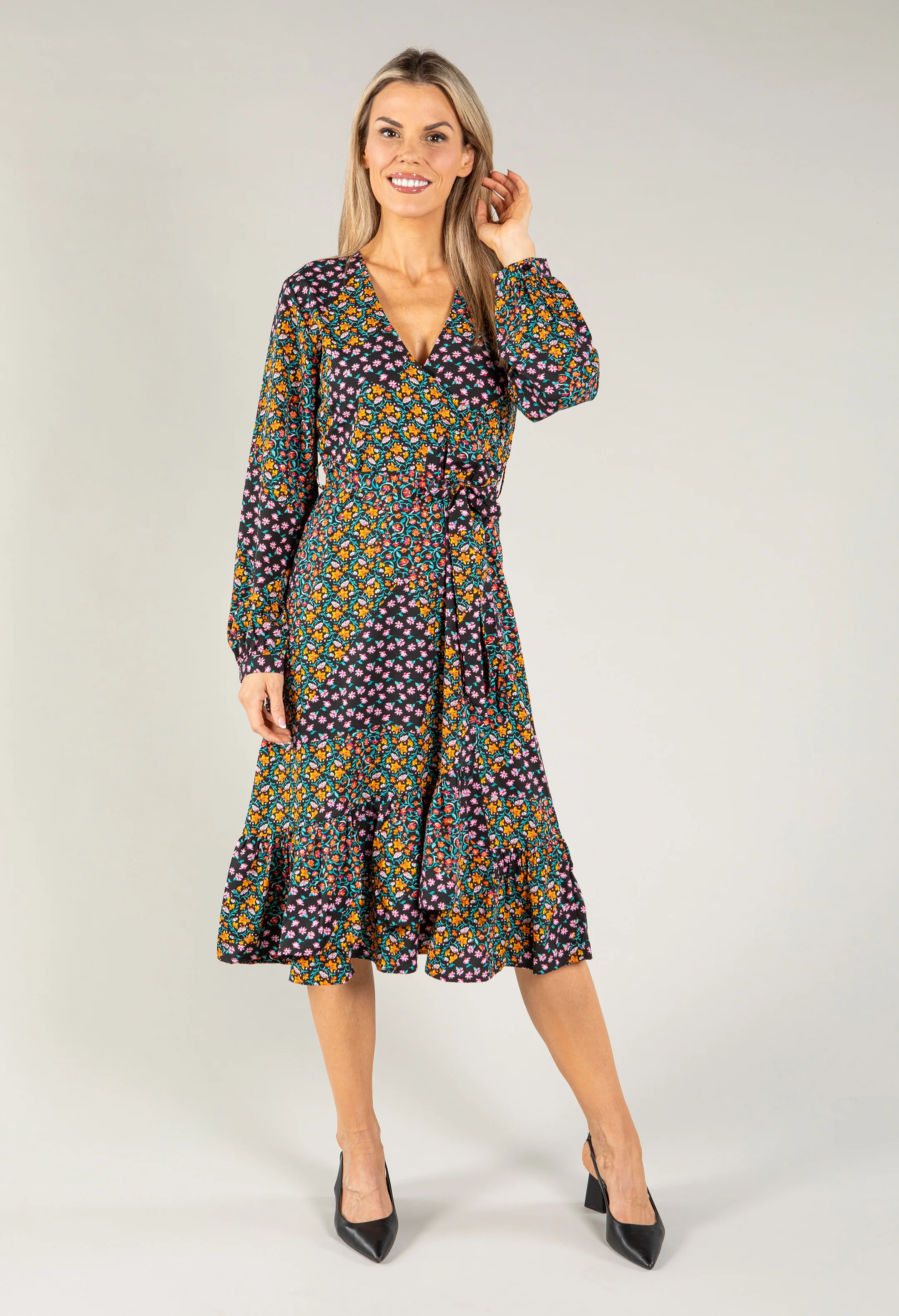 Faux Wrap Style Bloom Dress - Image 2