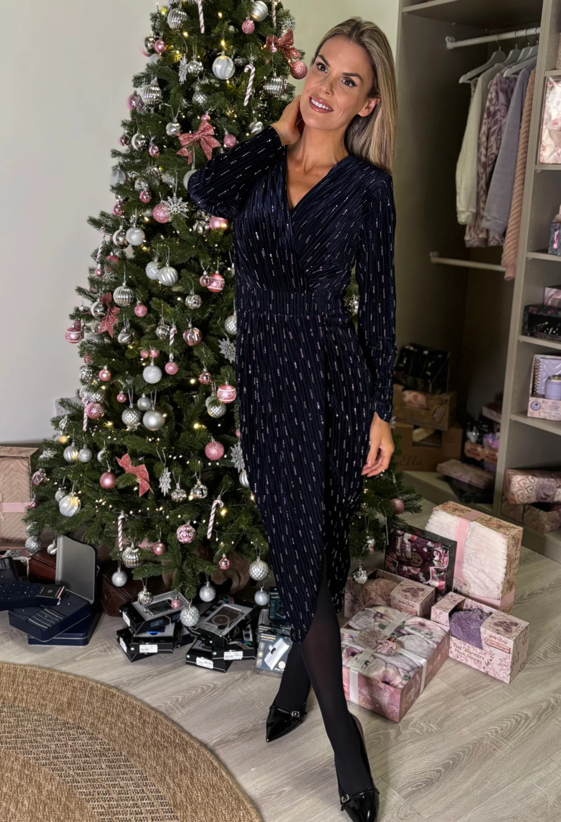 Faux Wrap Velvet Midi Dress - Image 6