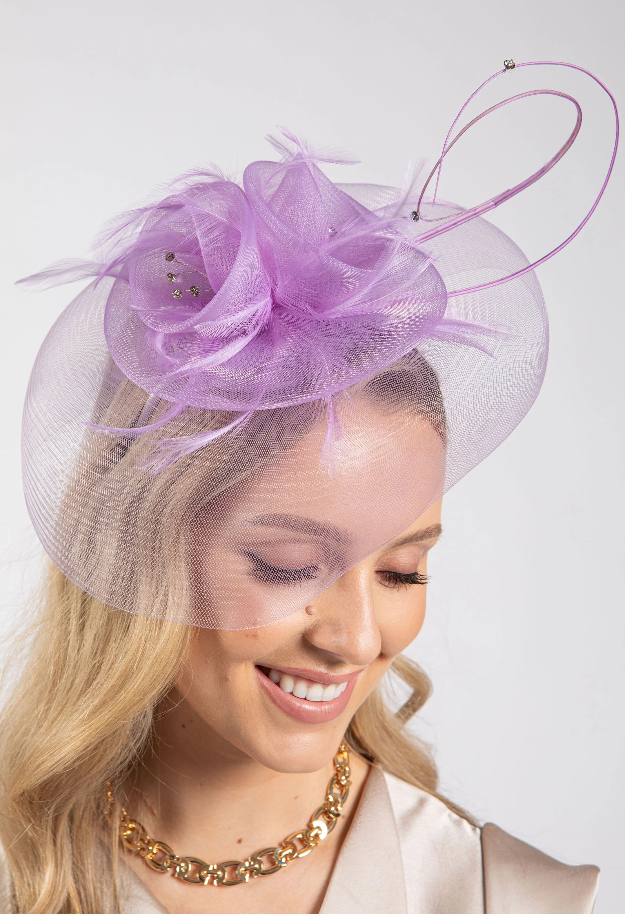 Feather & Diamante Detail Fascinator - Image 29