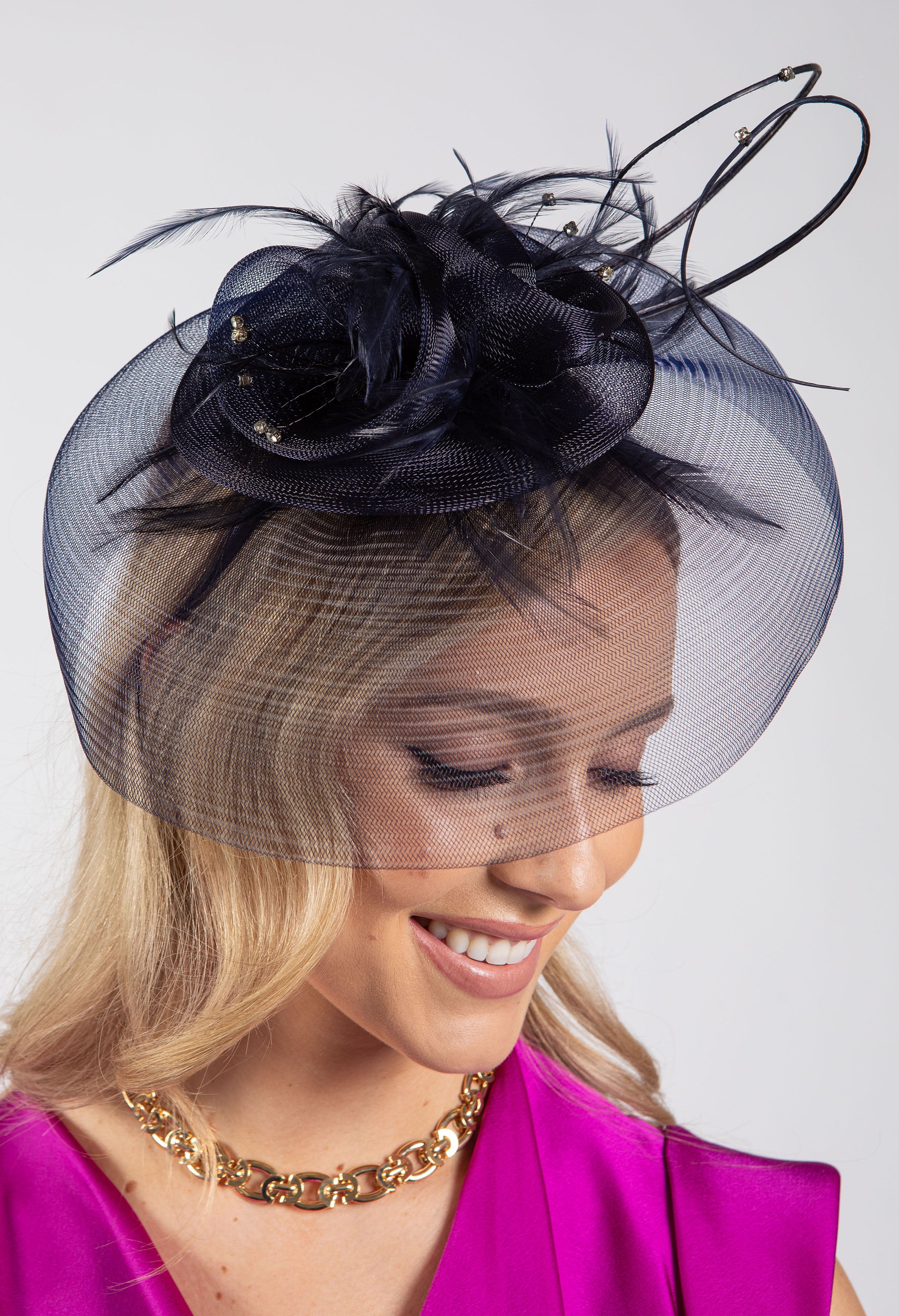 Feather & Diamante Detail Fascinator - Image 33