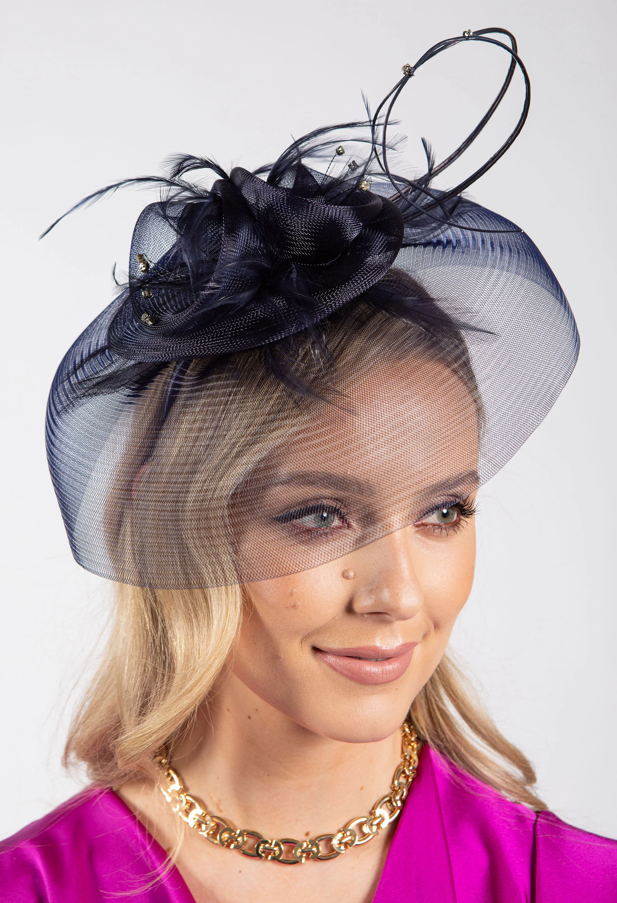 Feather & Diamante Detail Fascinator - Image 34