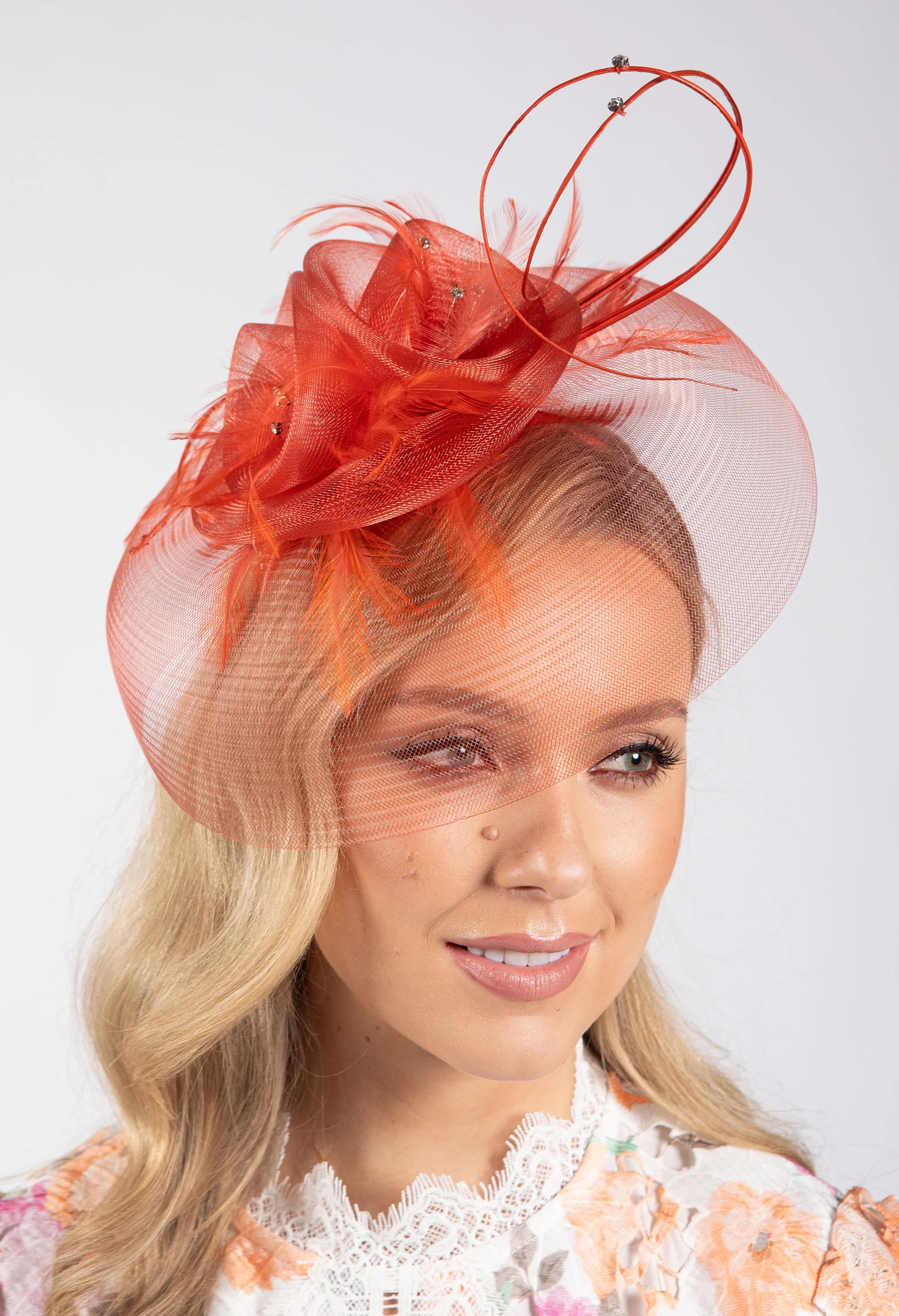 Feather & Diamante Detail Fascinator - Image 38