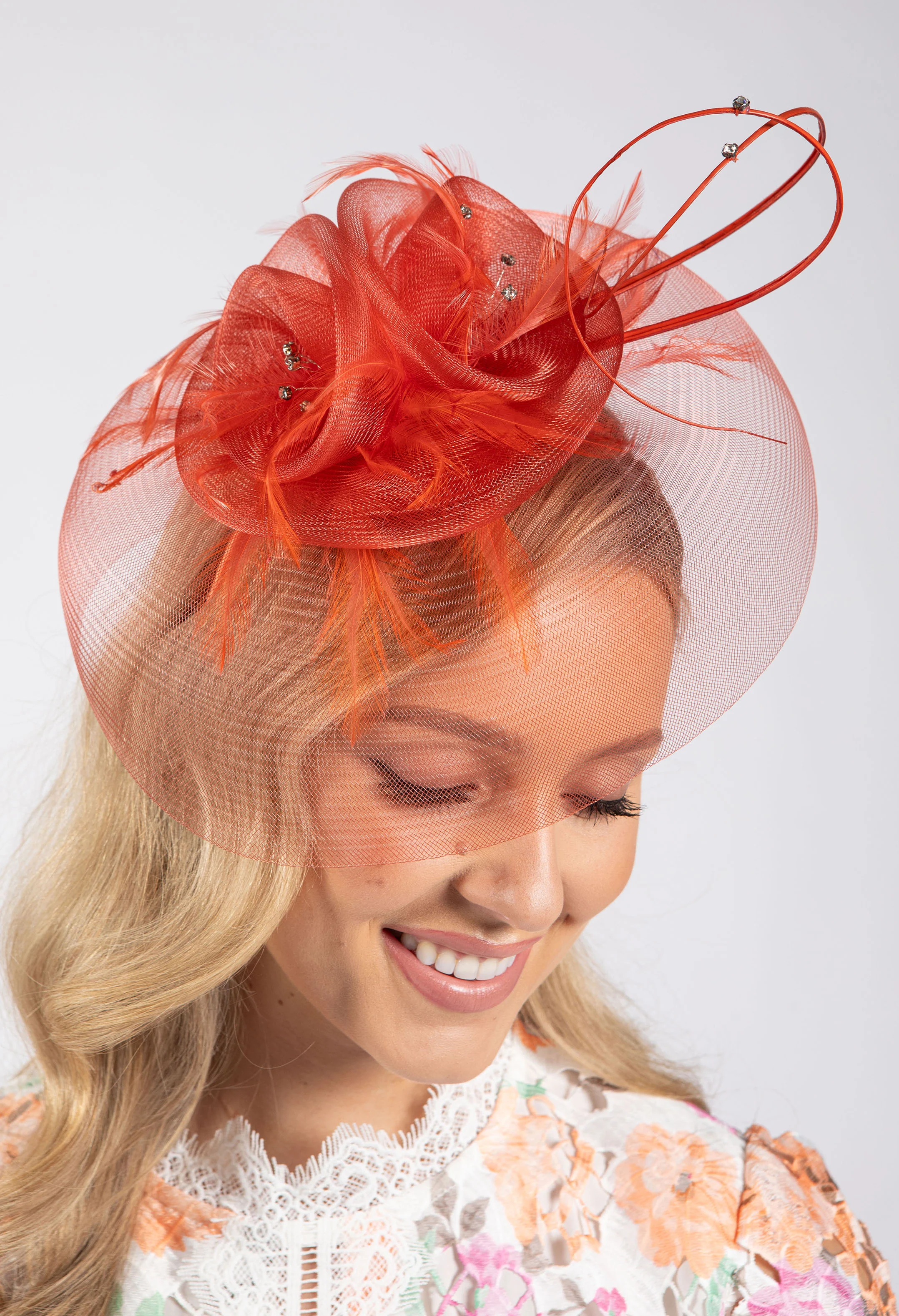 Feather & Diamante Detail Fascinator - Image 39