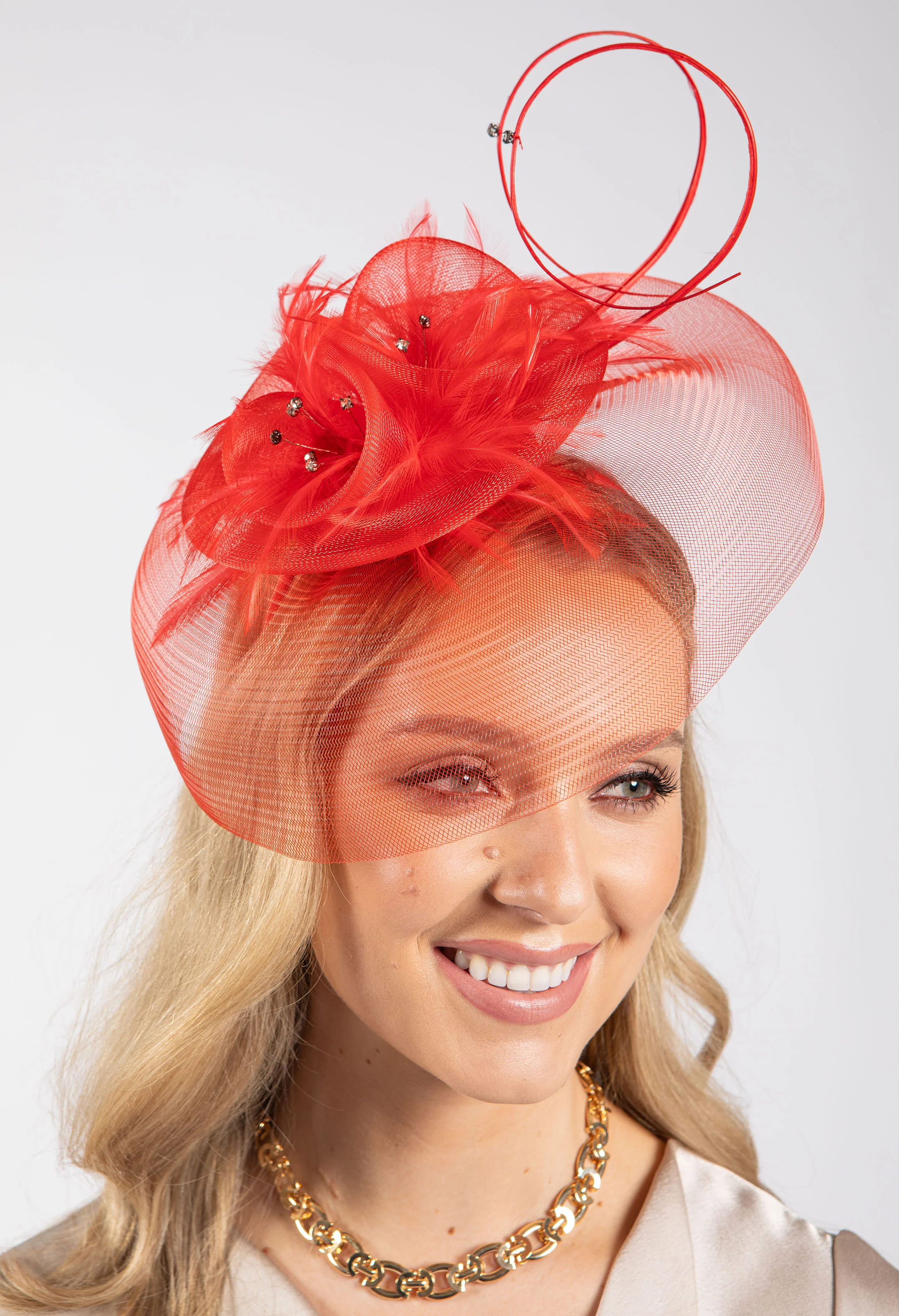 Feather & Diamante Detail Fascinator - Image 47