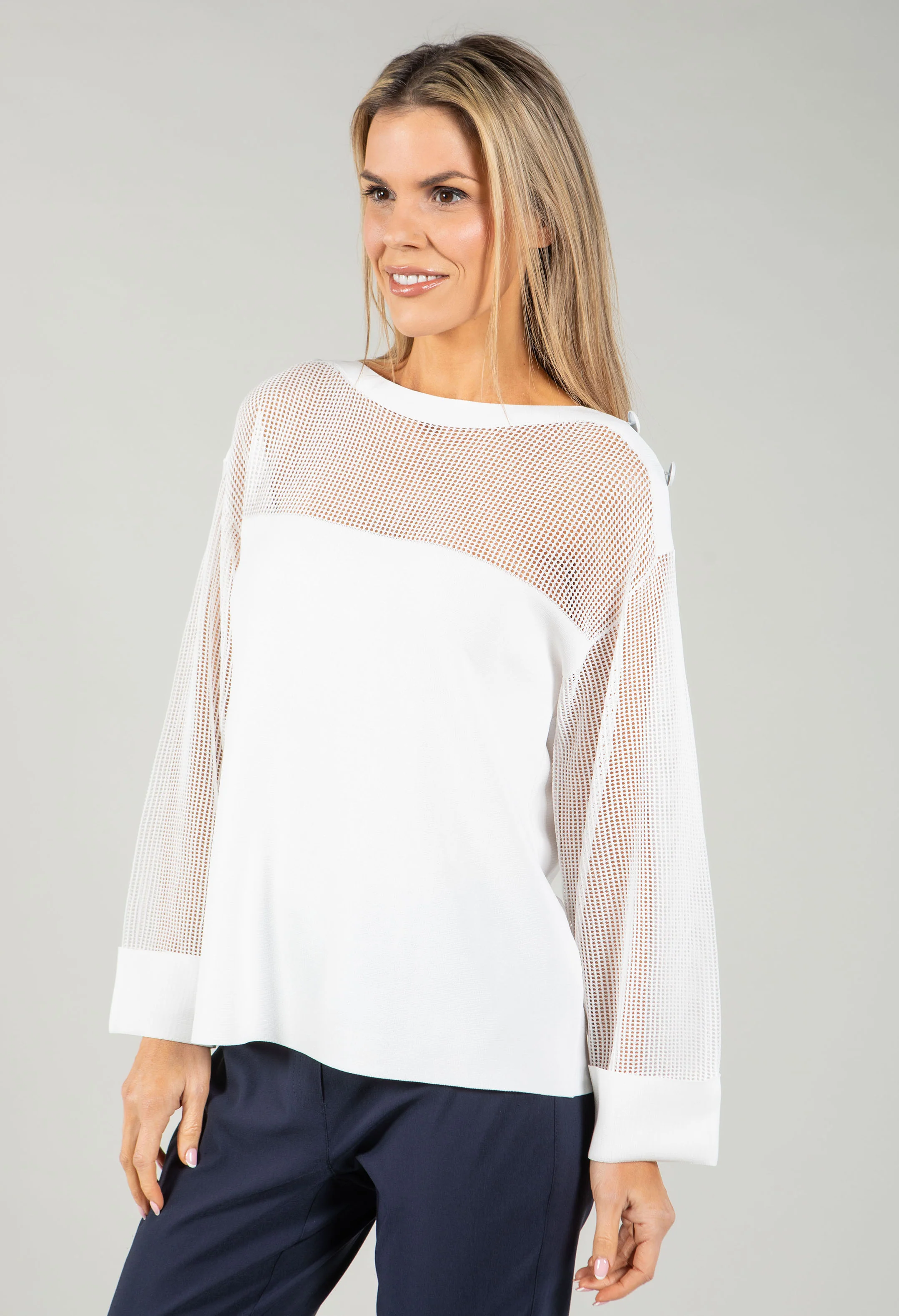 Fine Knit Mesh Panel Top - Image 7