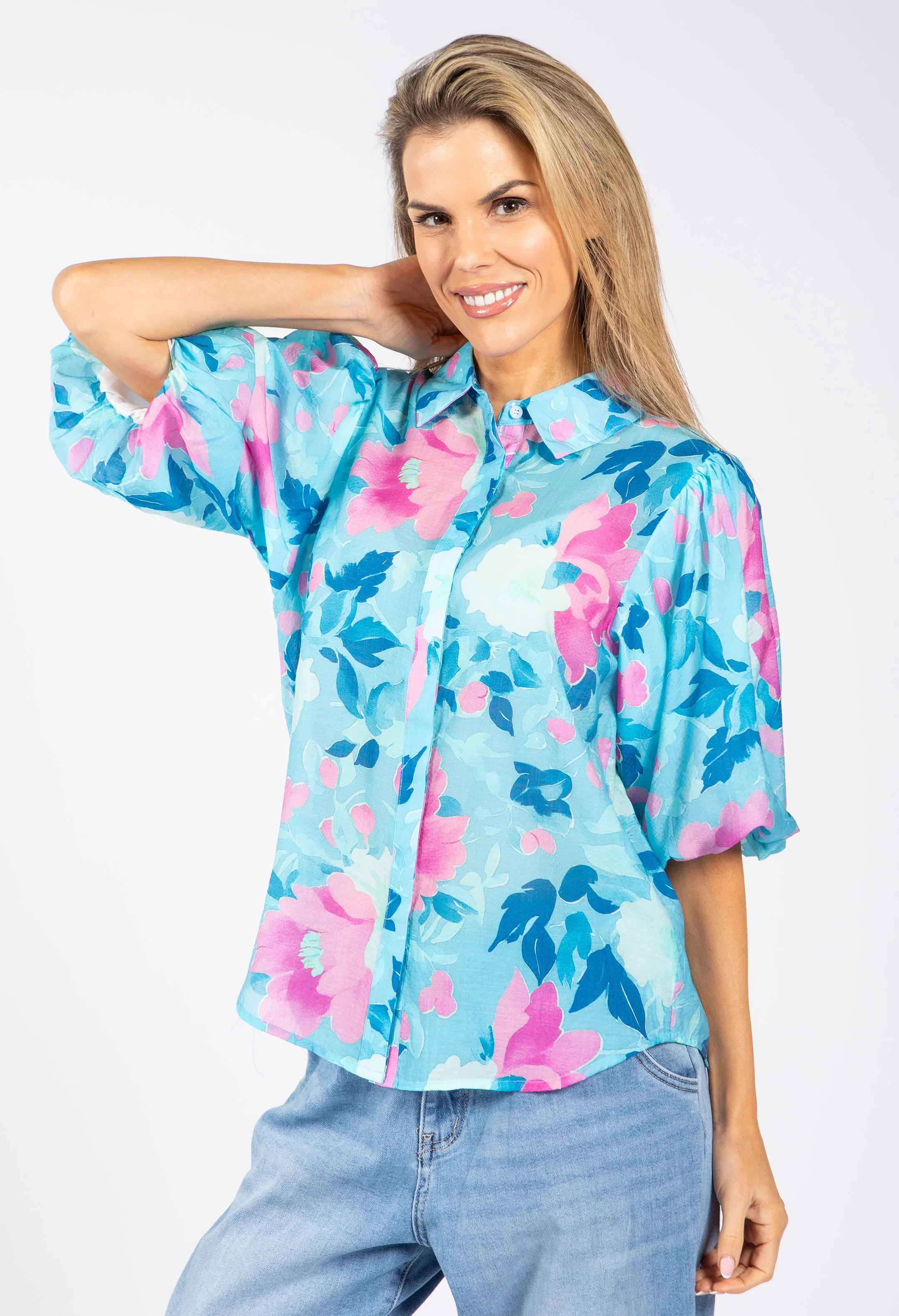 Floral Balloon Sleeve Blouse - Image 2