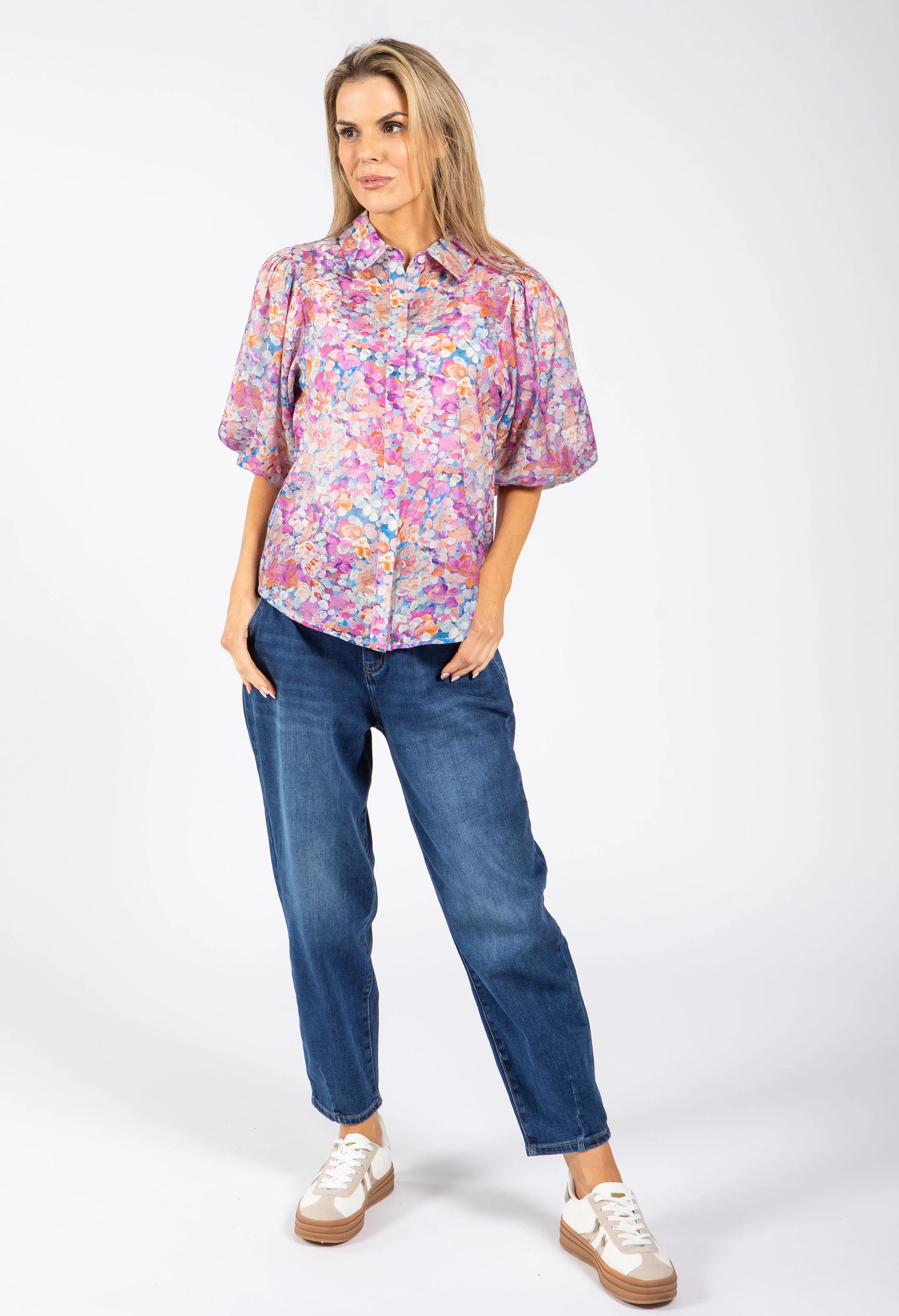 Floral Balloon Sleeve Blouse - Image 4