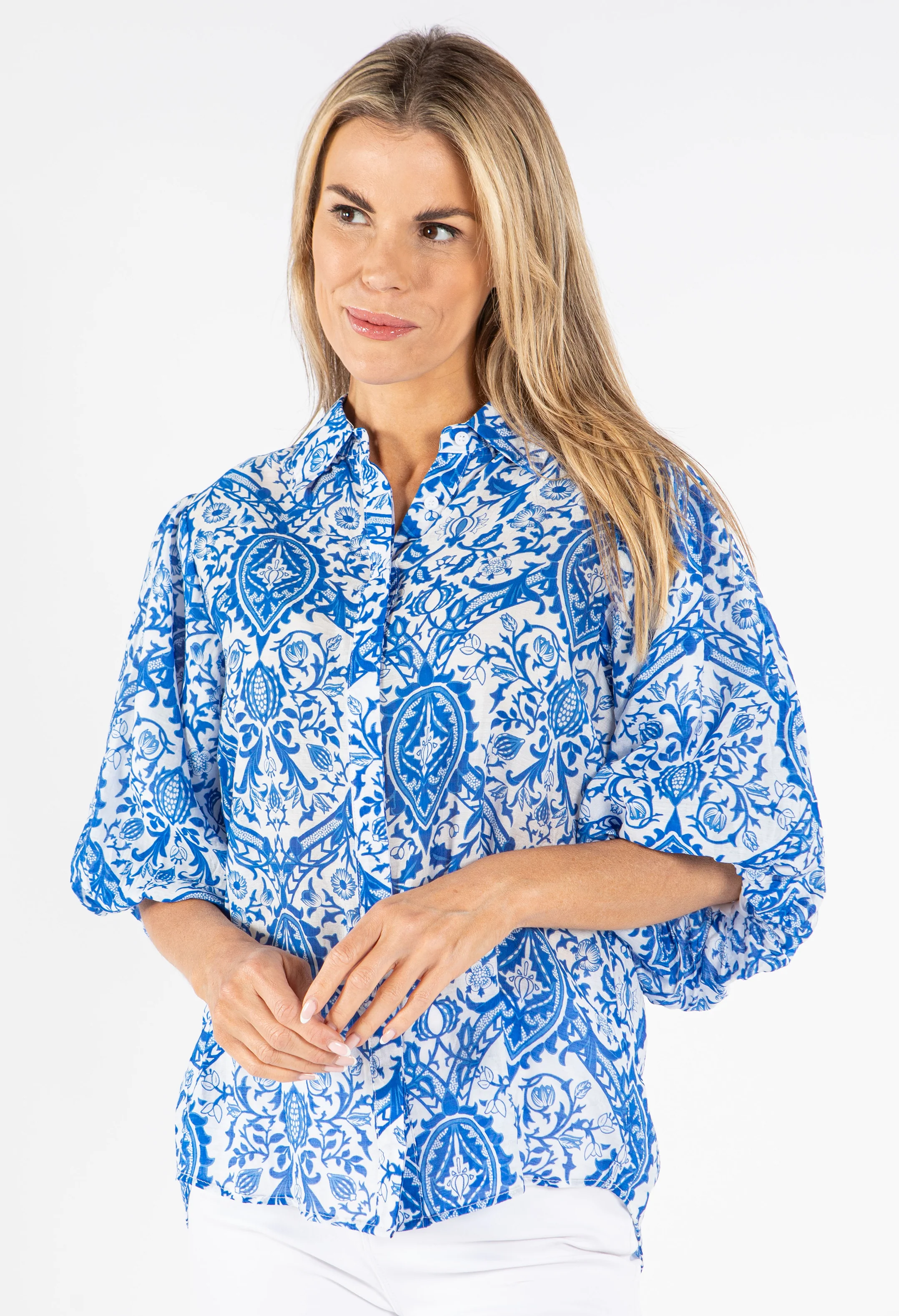 Floral Balloon Sleeve Blouse - Image 2