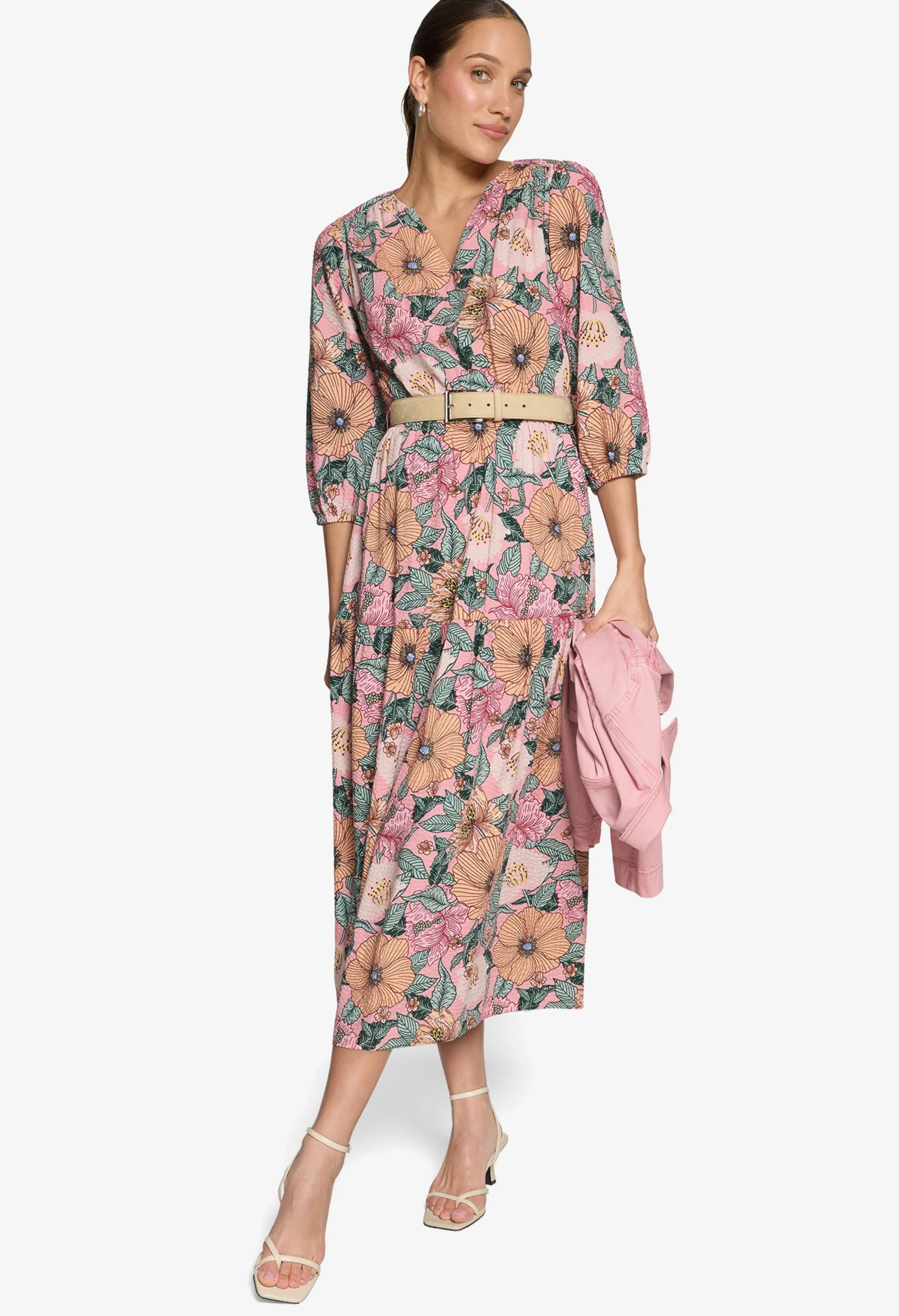 Floral Belted Midi Dress - Image 3