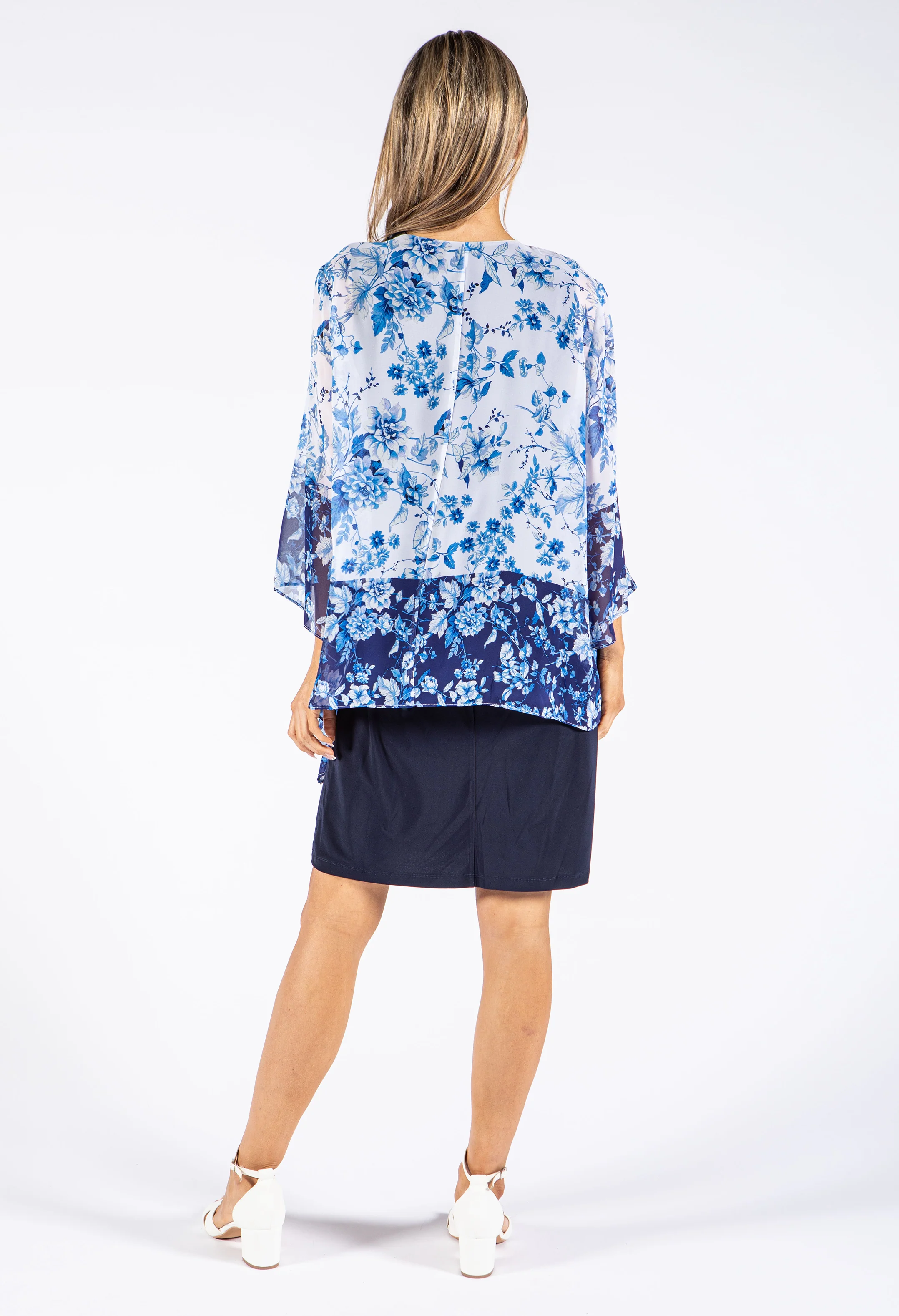 Floral Cape Detail Dress - Image 3