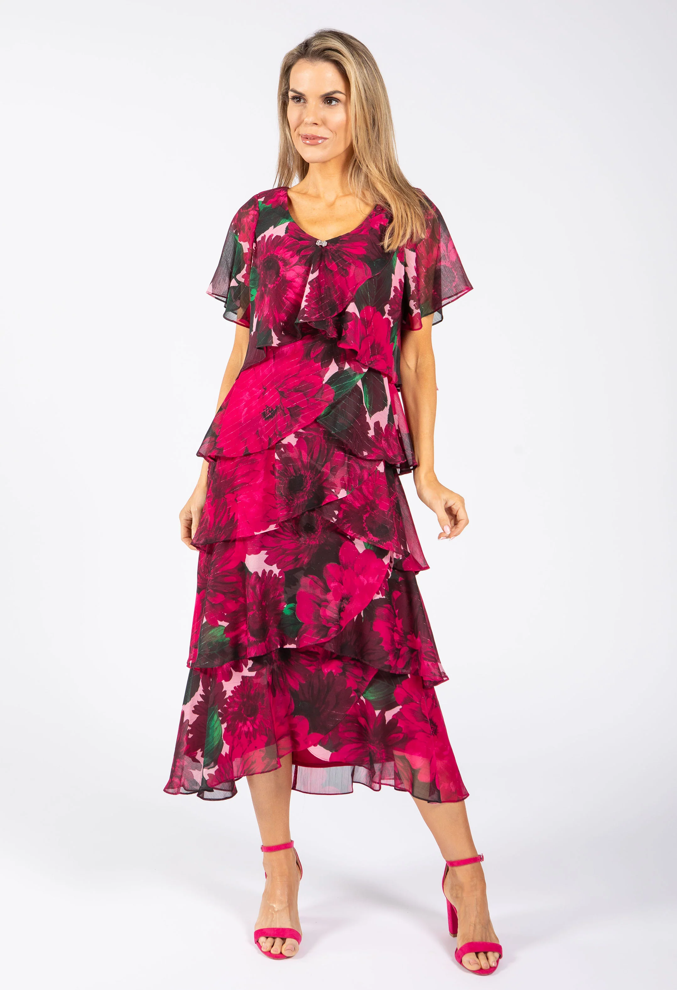 Floral Chiffon Midi Dress - Image 2