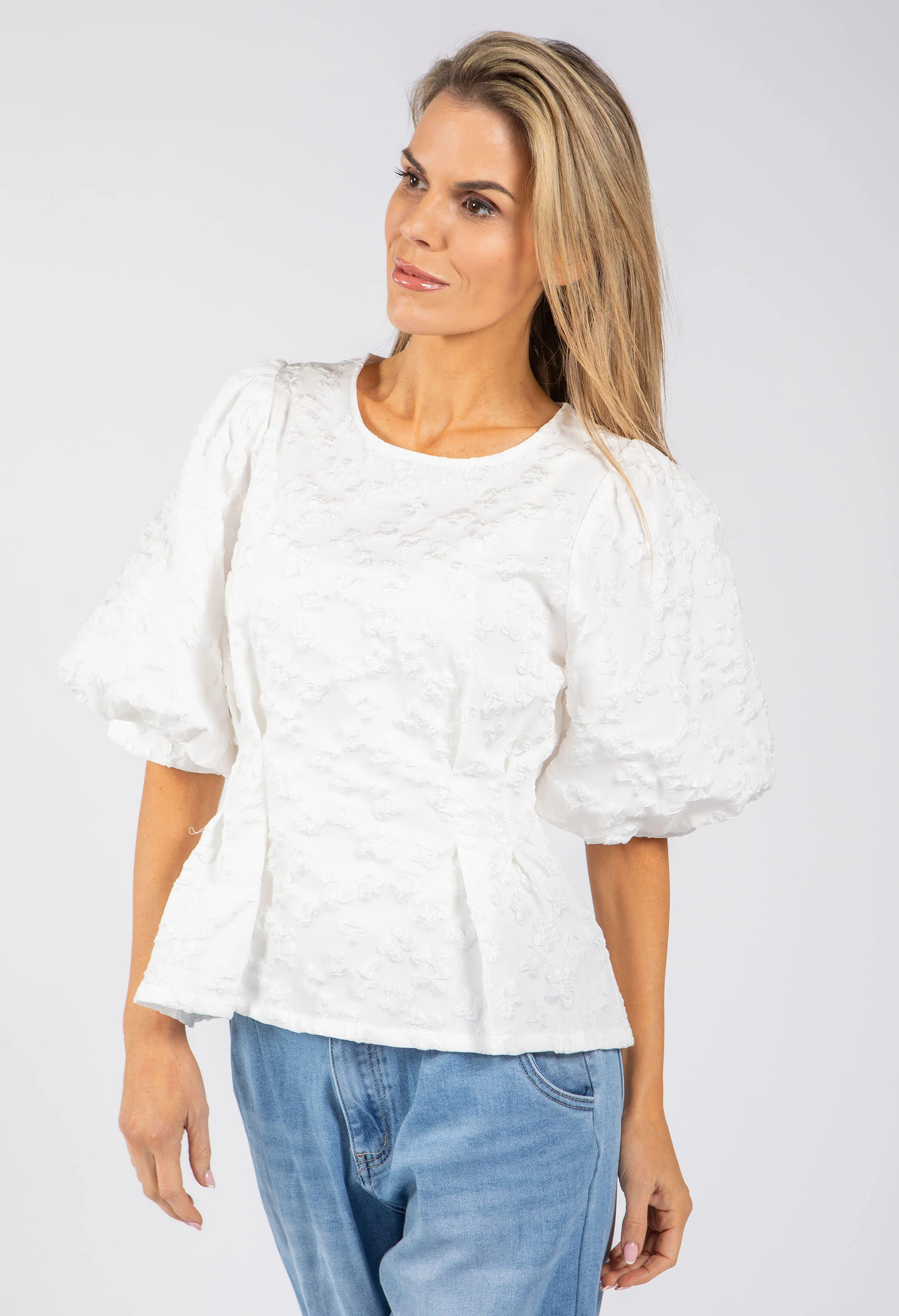 Floral Design Puff Sleeve Top - Image 4