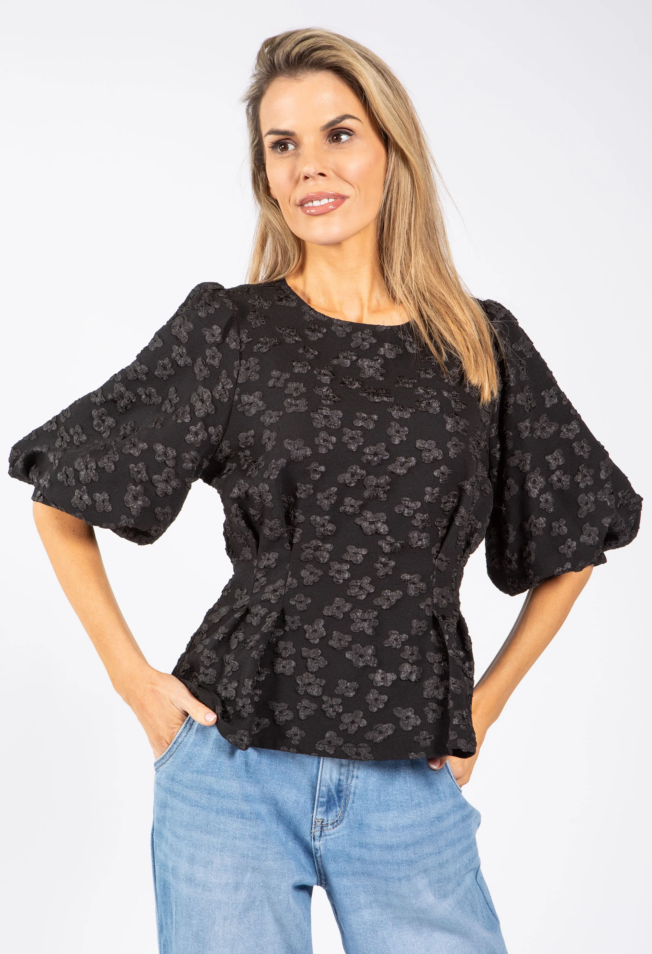 Floral Design Puff Sleeve Top - Image 7