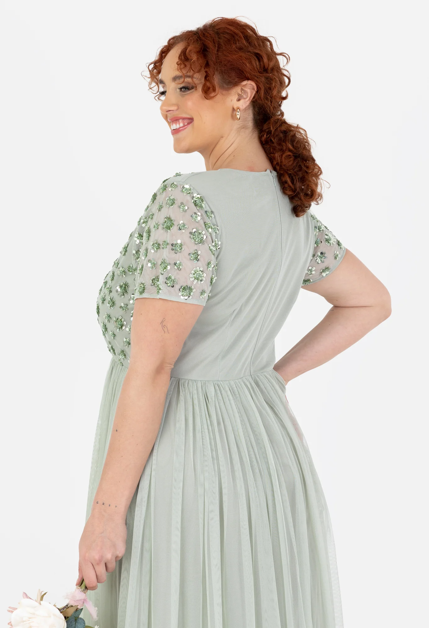 Floral Embellished Short Sleeve Maxi Dress - Image 6