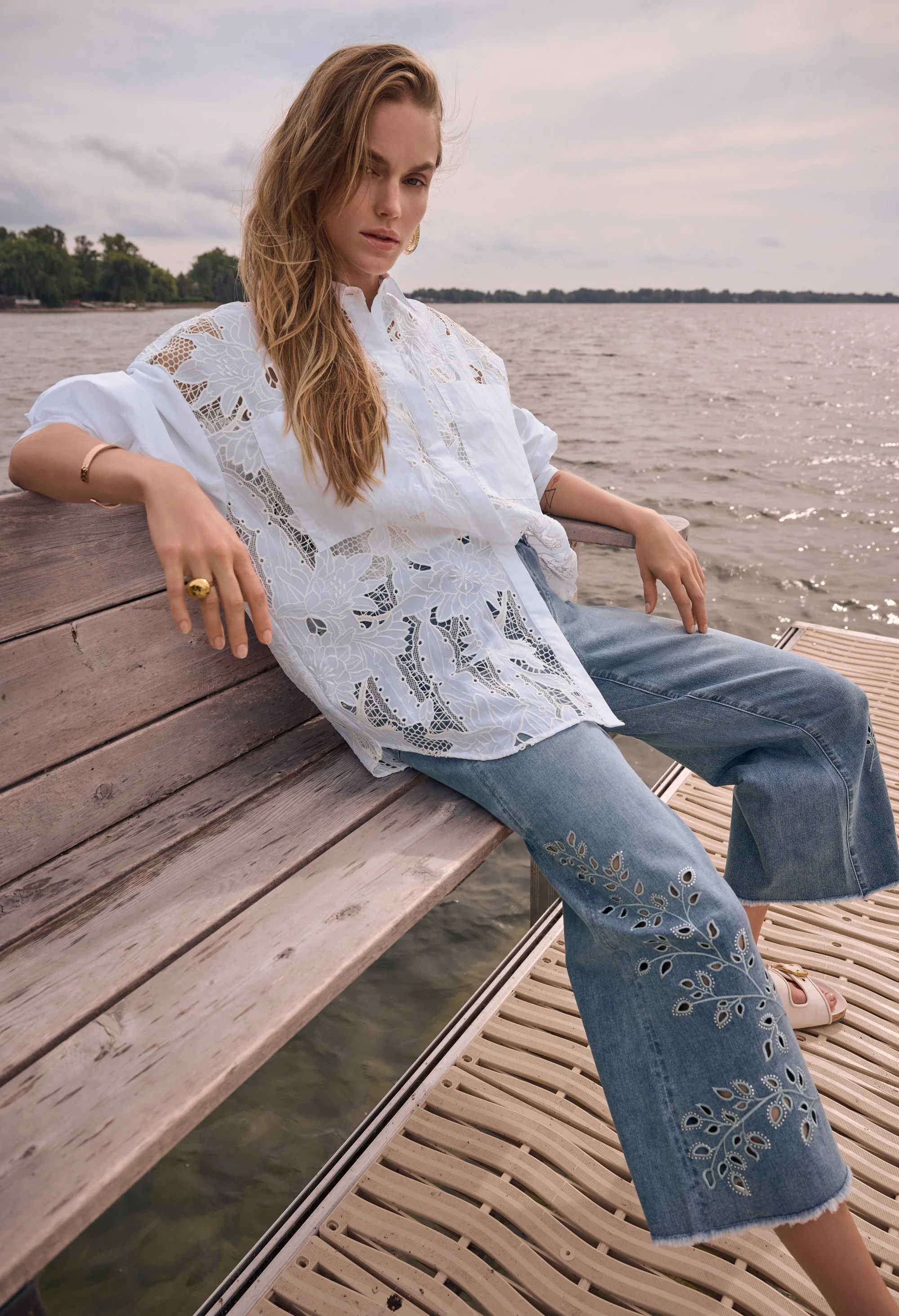 Floral Lace Buttoned Top