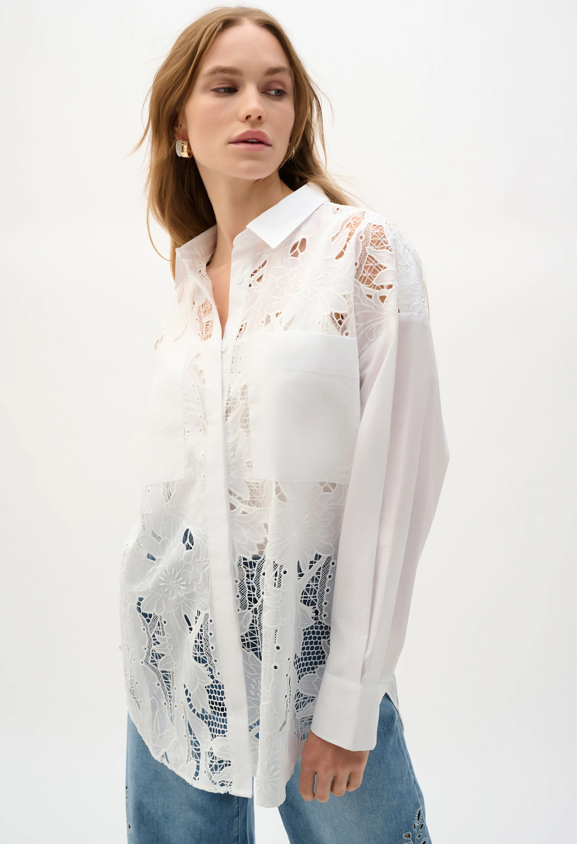 Floral Lace Buttoned Top - Image 2