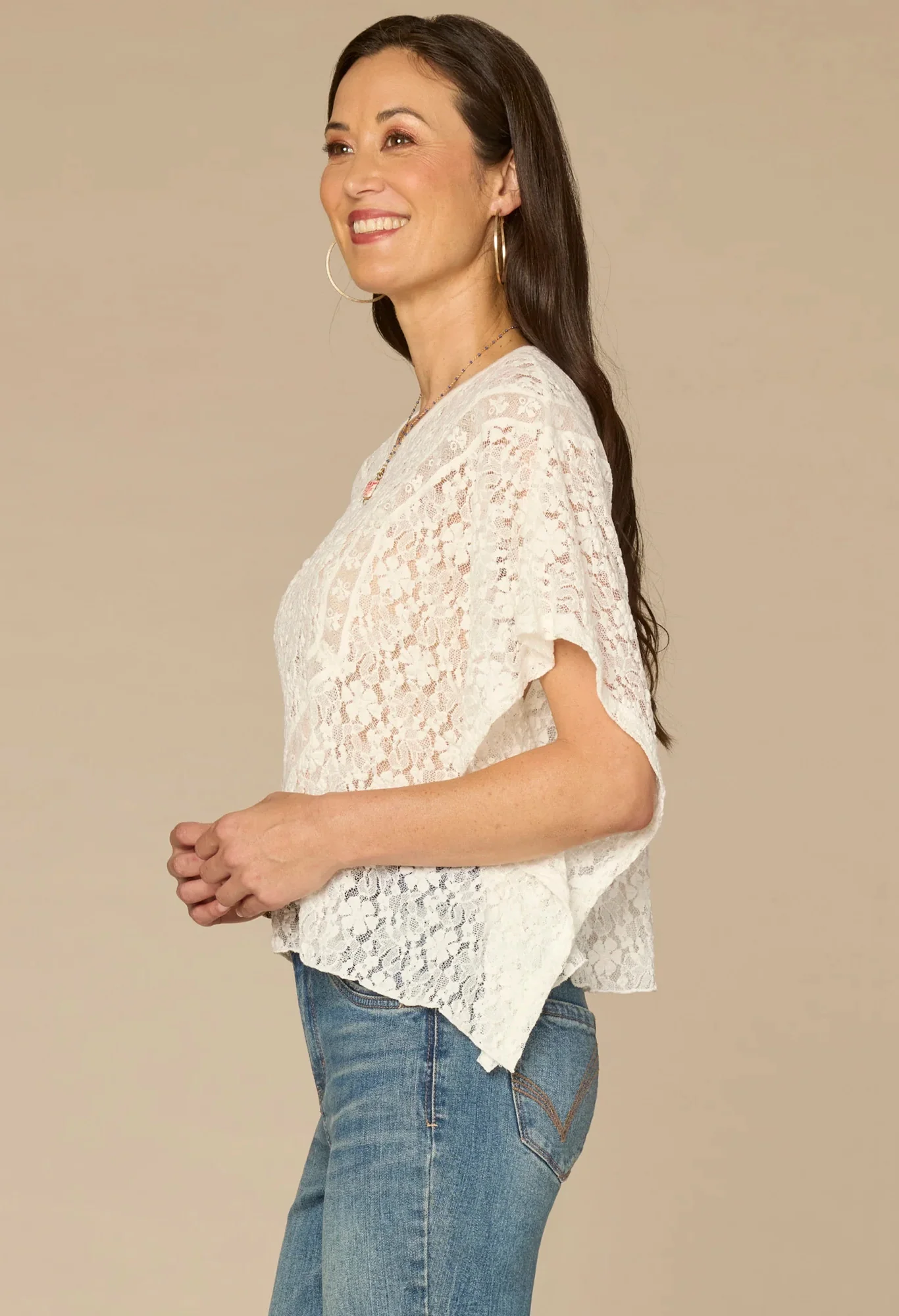Floral Lace Knit Poncho - Image 2