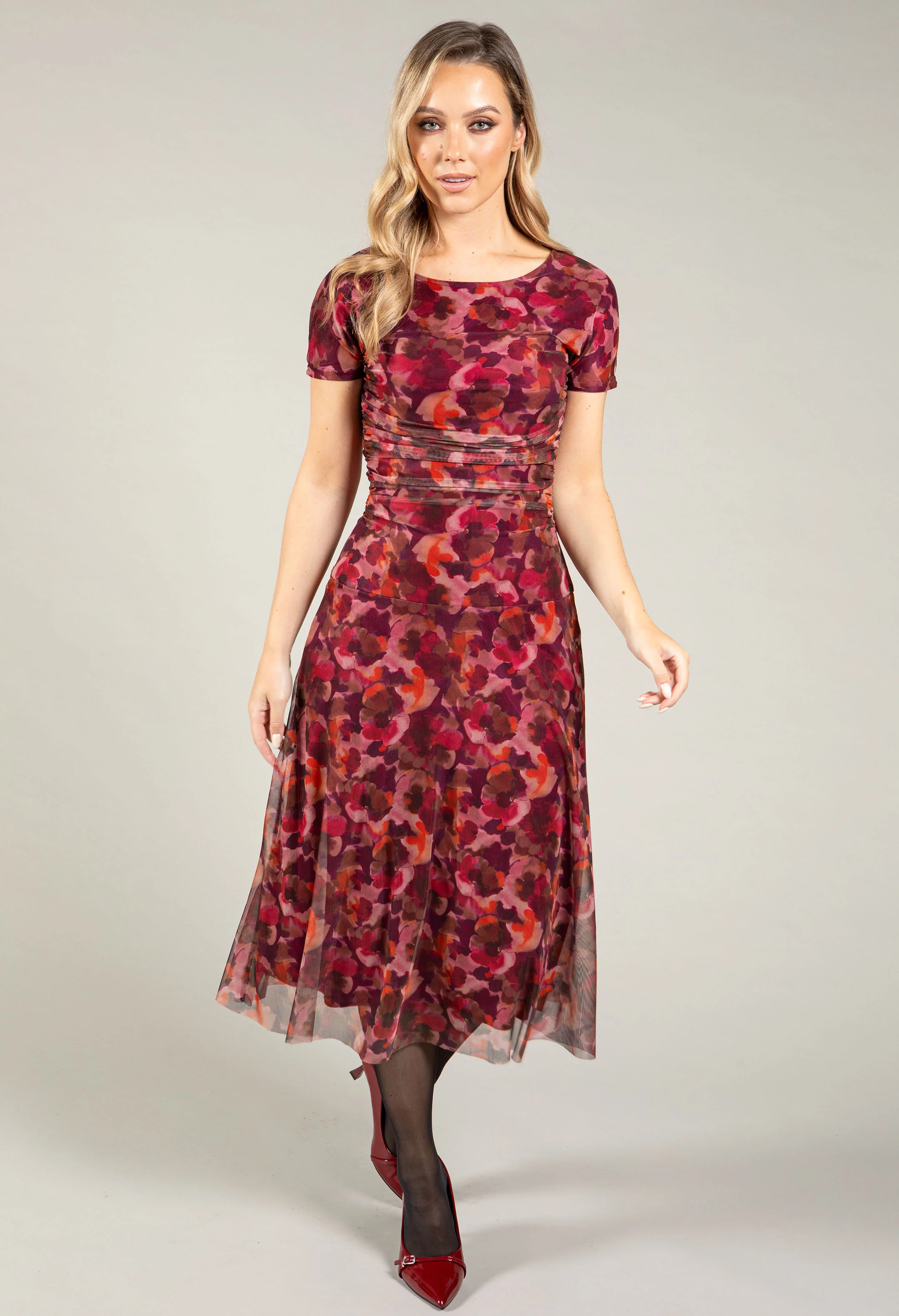 Floral Mesh Midi Dress - Image 2