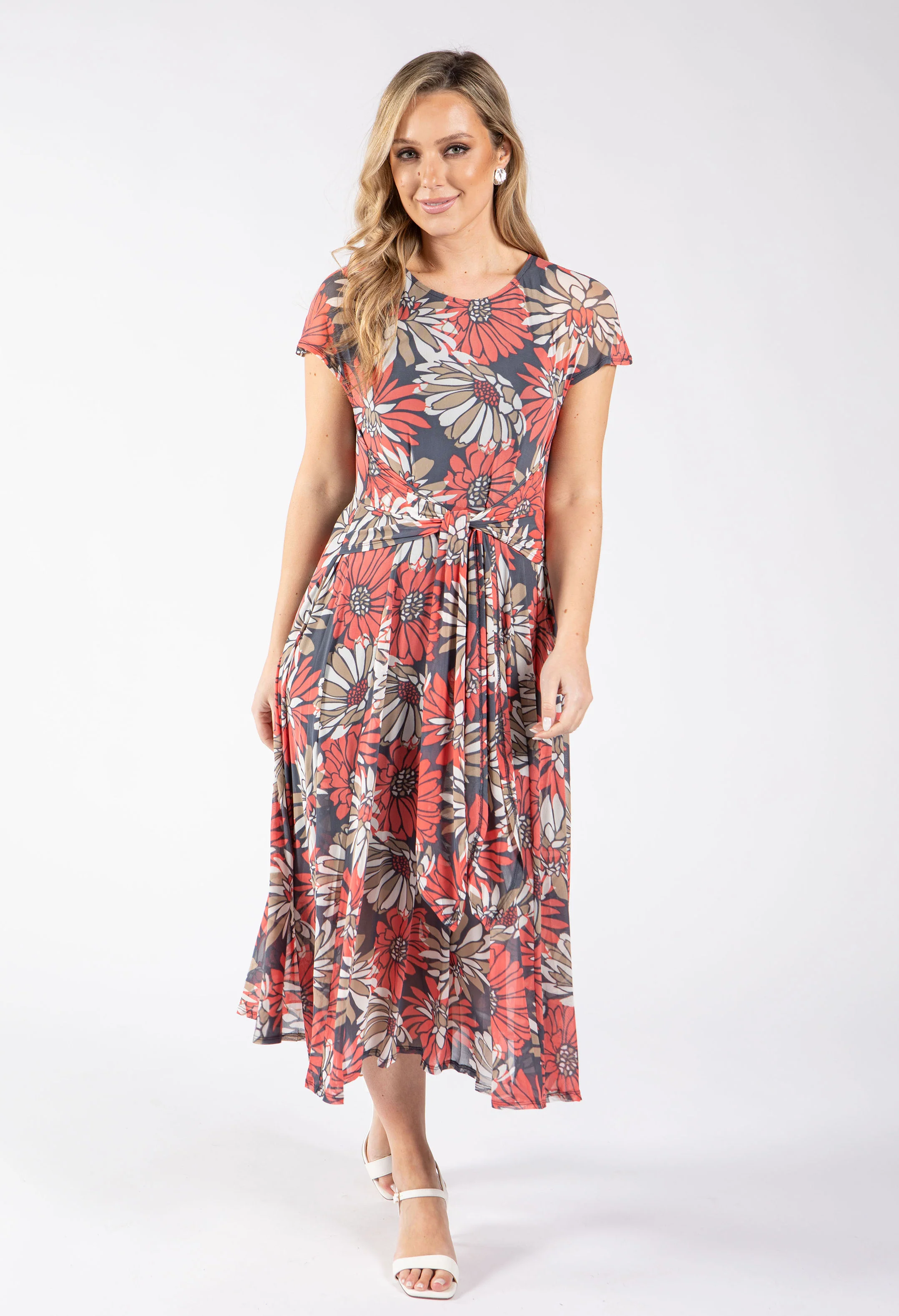 Floral Mesh Midi Dress - Image 2