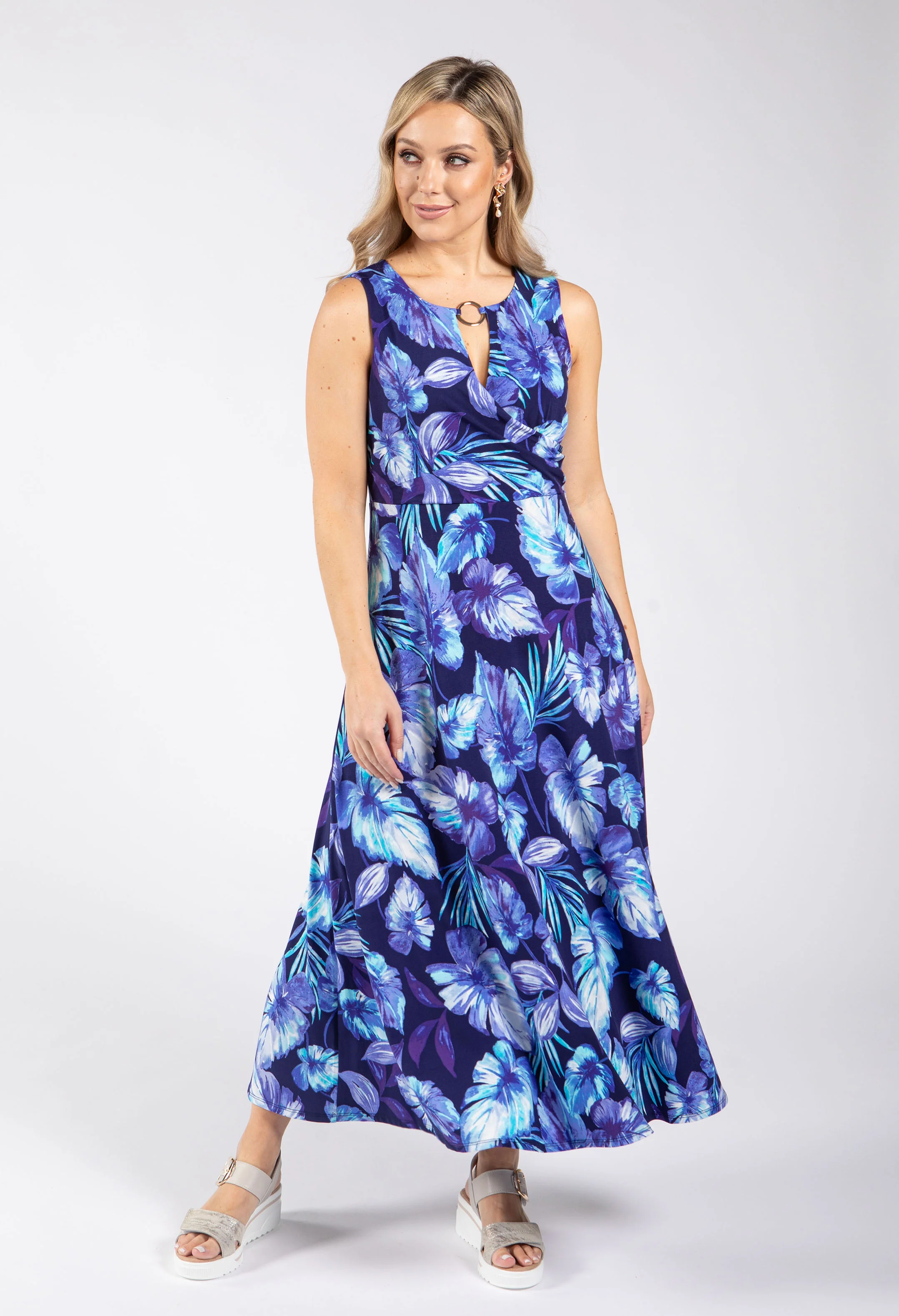 Floral Palm Print Dress - Image 3