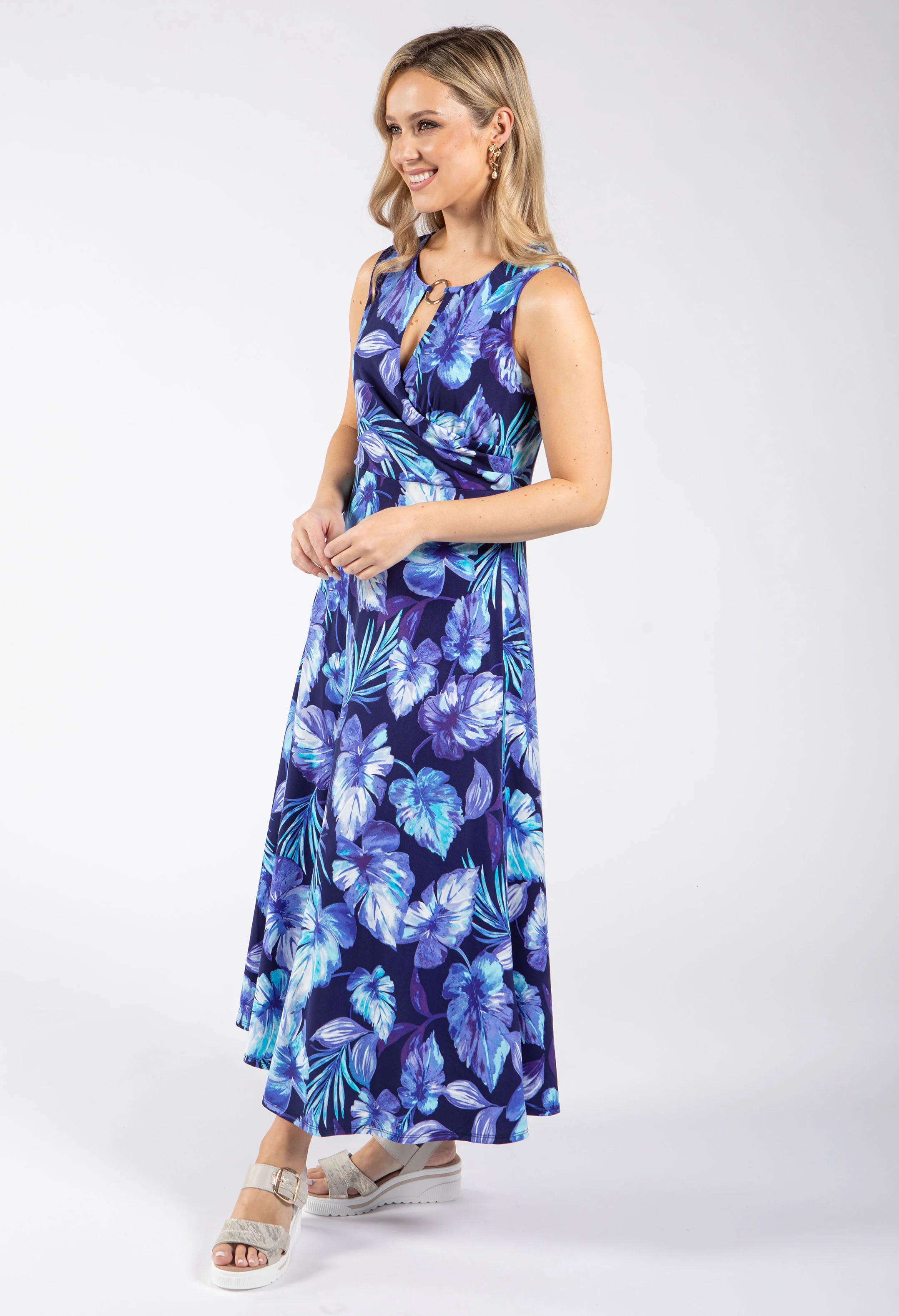 Floral Palm Print Dress - Image 4