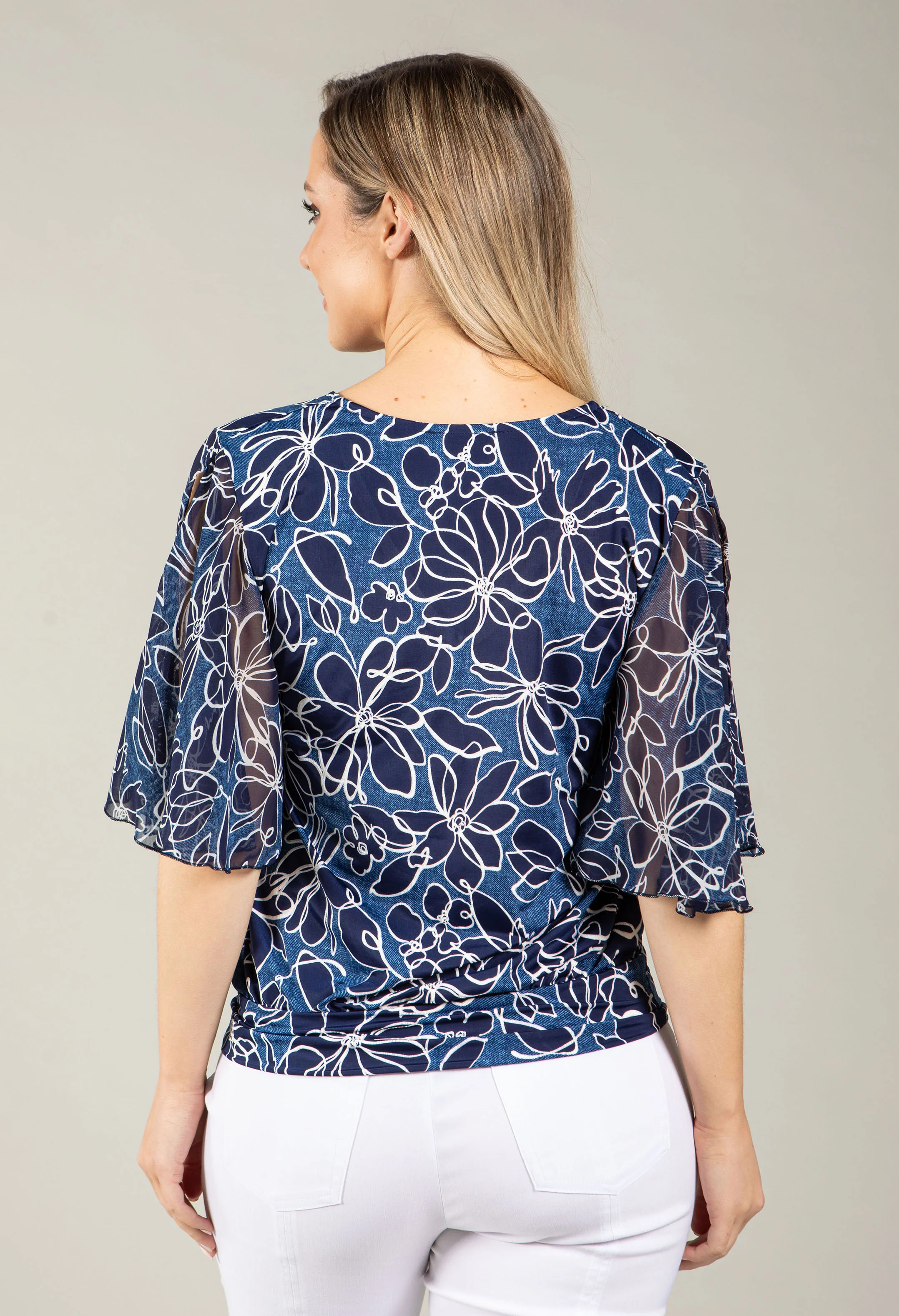 Floral Print Angel Sleeve Blouse - Image 4