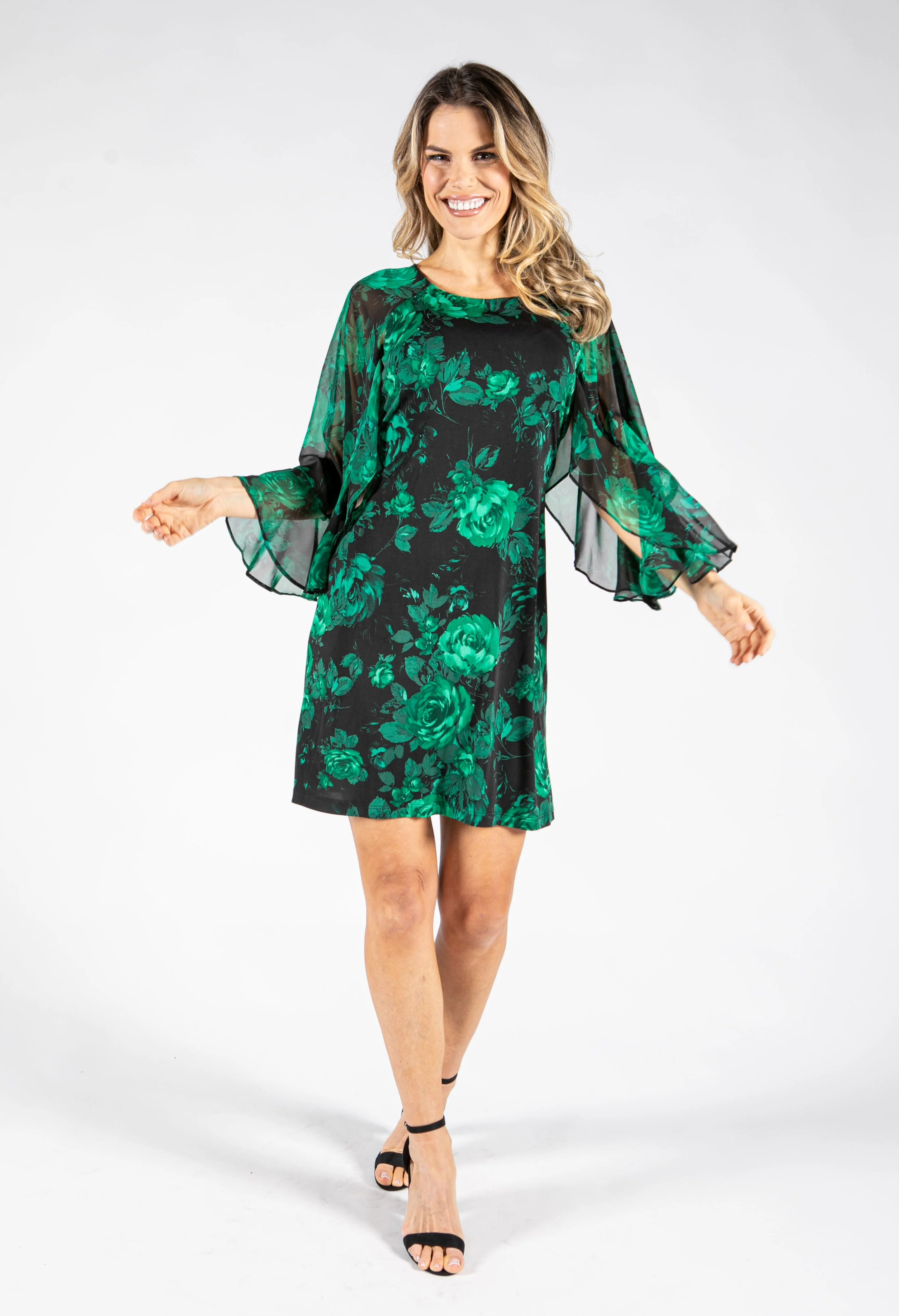 Floral Print Angel Sleeve Dress - Image 5