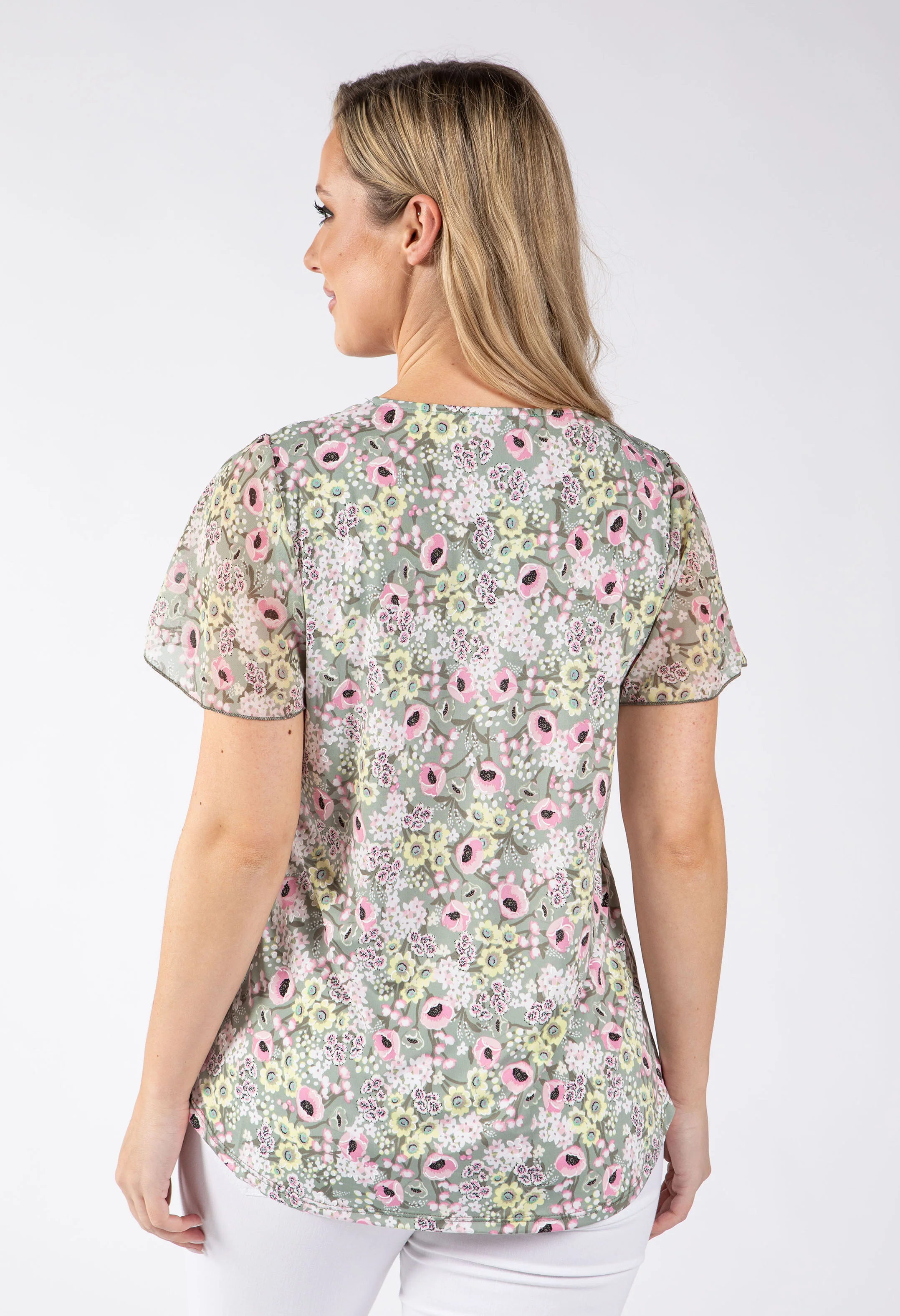 Floral Print Angel Sleeve Top - Image 4