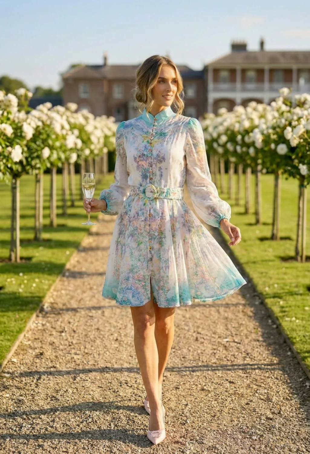 Floral Print Belted Short Dress