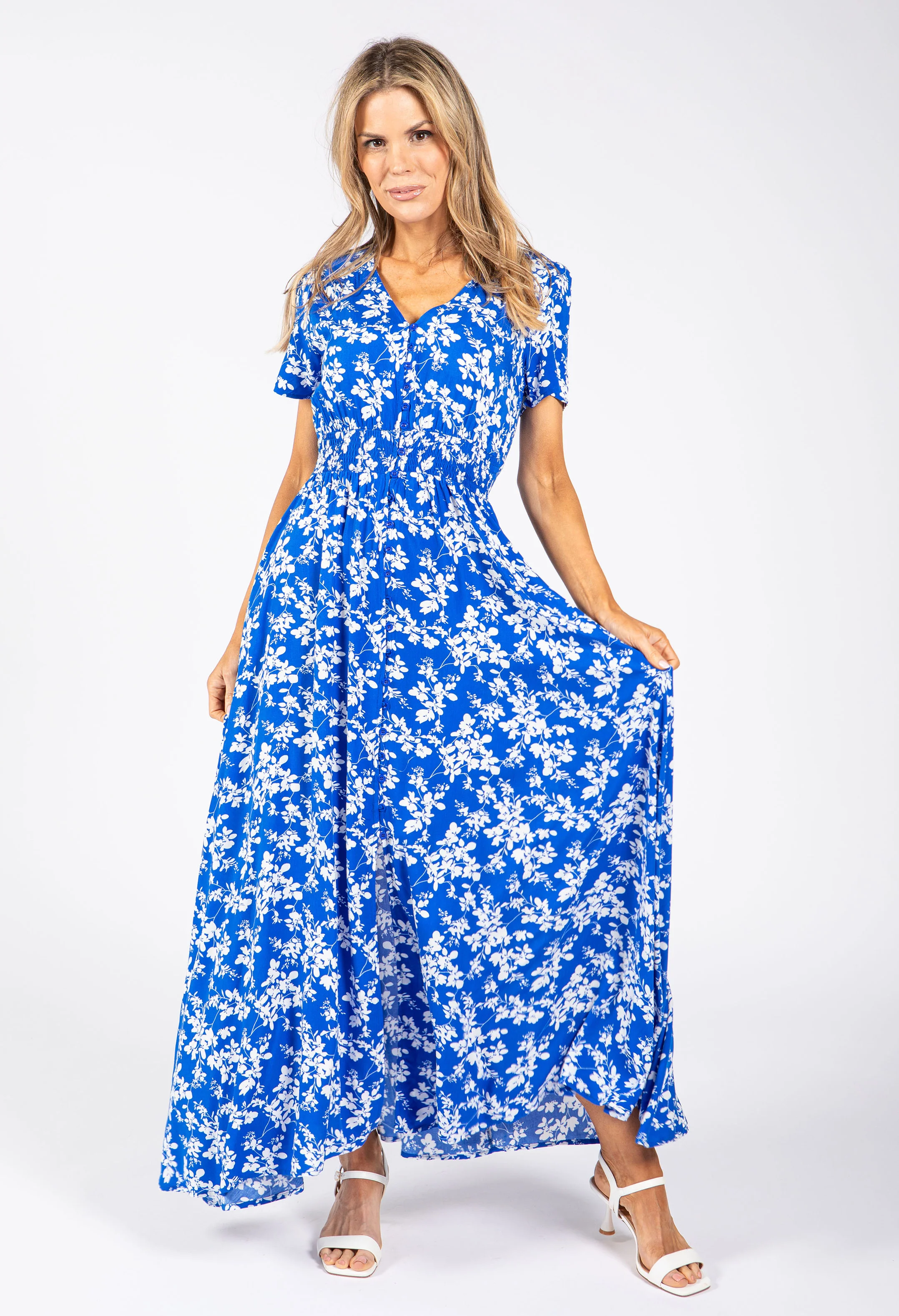 Floral Print Buttoned Midi Dress - Image 2