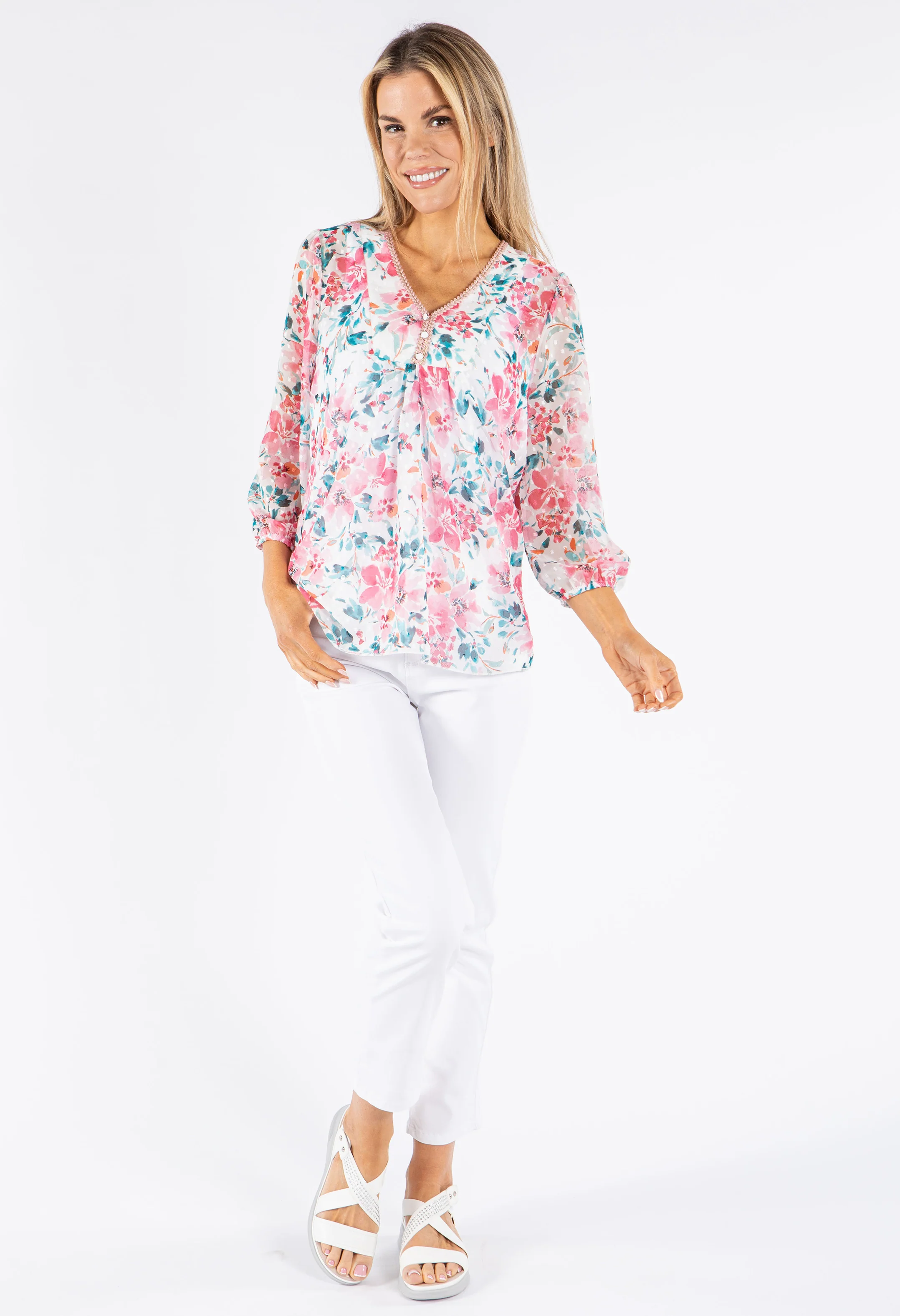 Floral Print Chiffon Blouse - Image 4